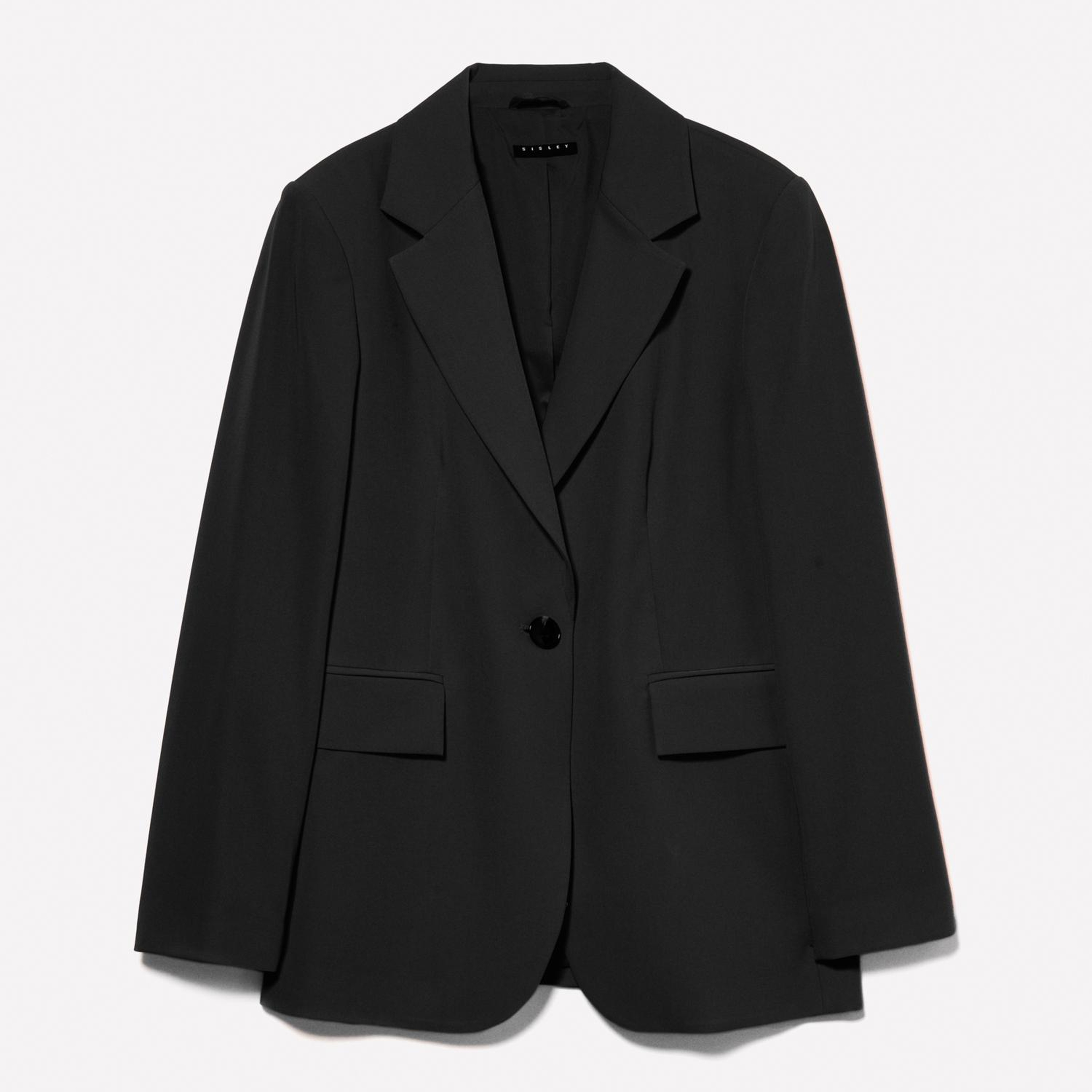 Kadın Siyah Streç Viskozlu Tek Düğmeli Regular Fit Blazer Ceket
