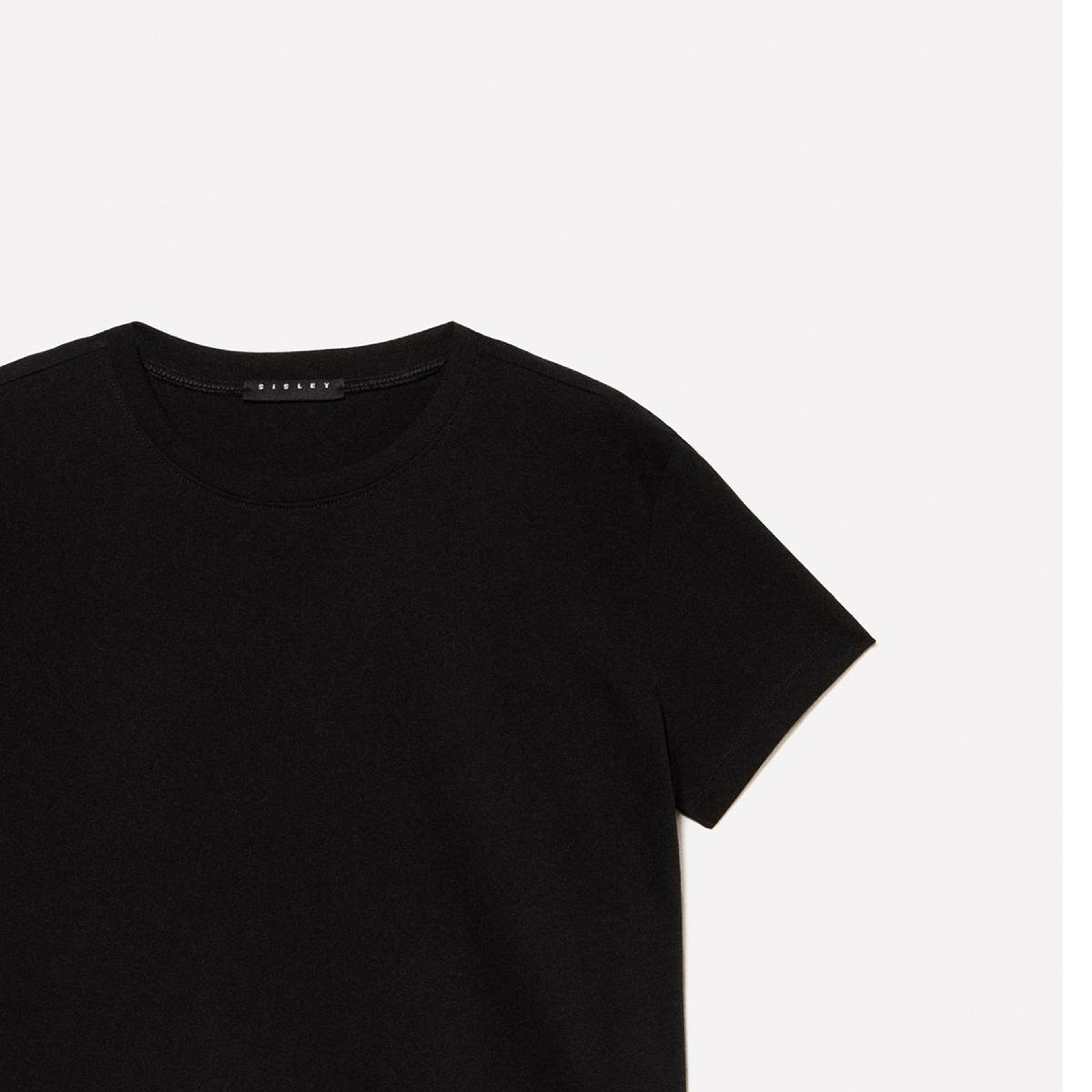 Kadın Siyah %100 Pamuk Bisiklet Yakalı T-Shirt