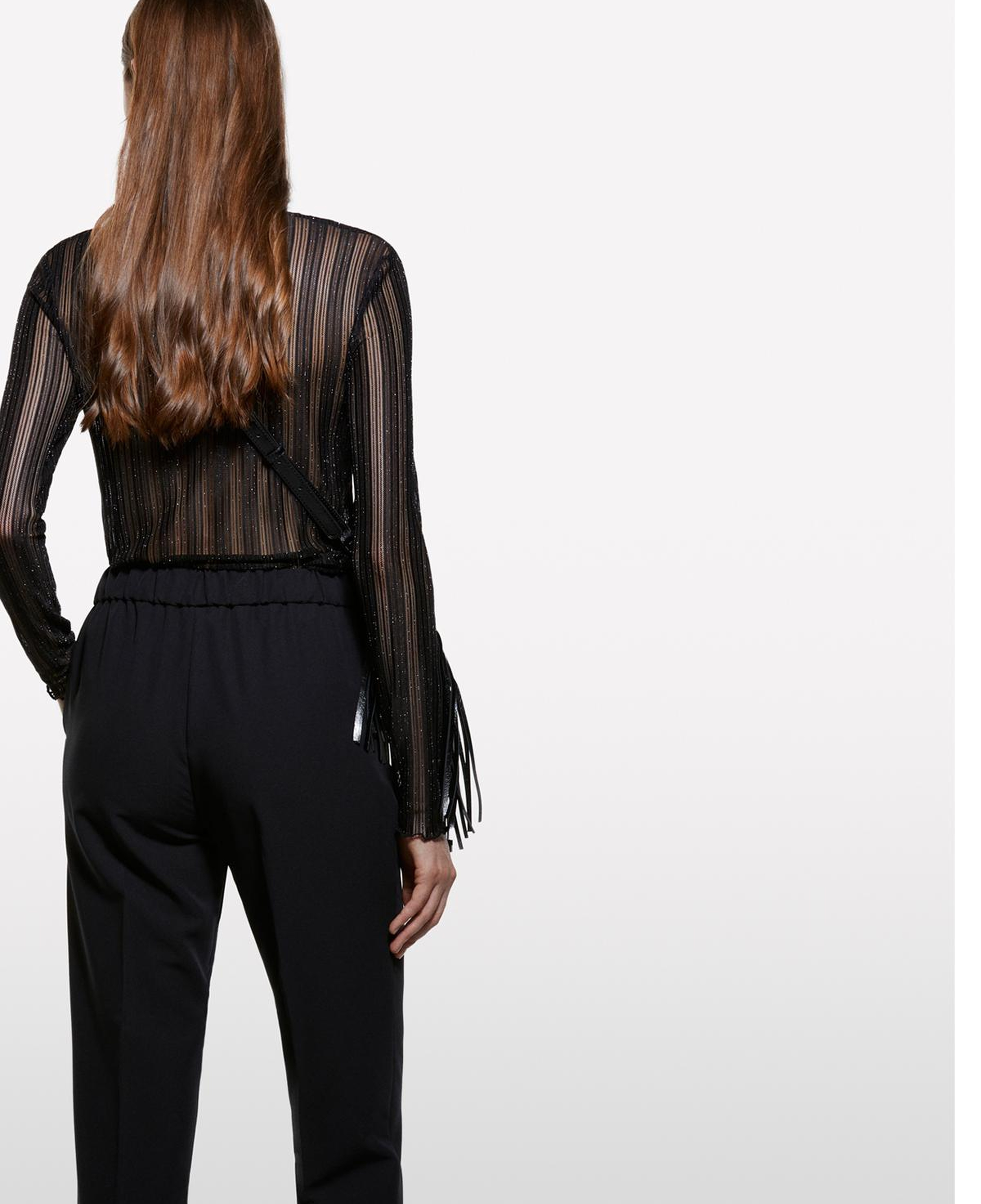 Kadın Siyah Viskoz Karışımlı Beli Lastikli Pantolon
