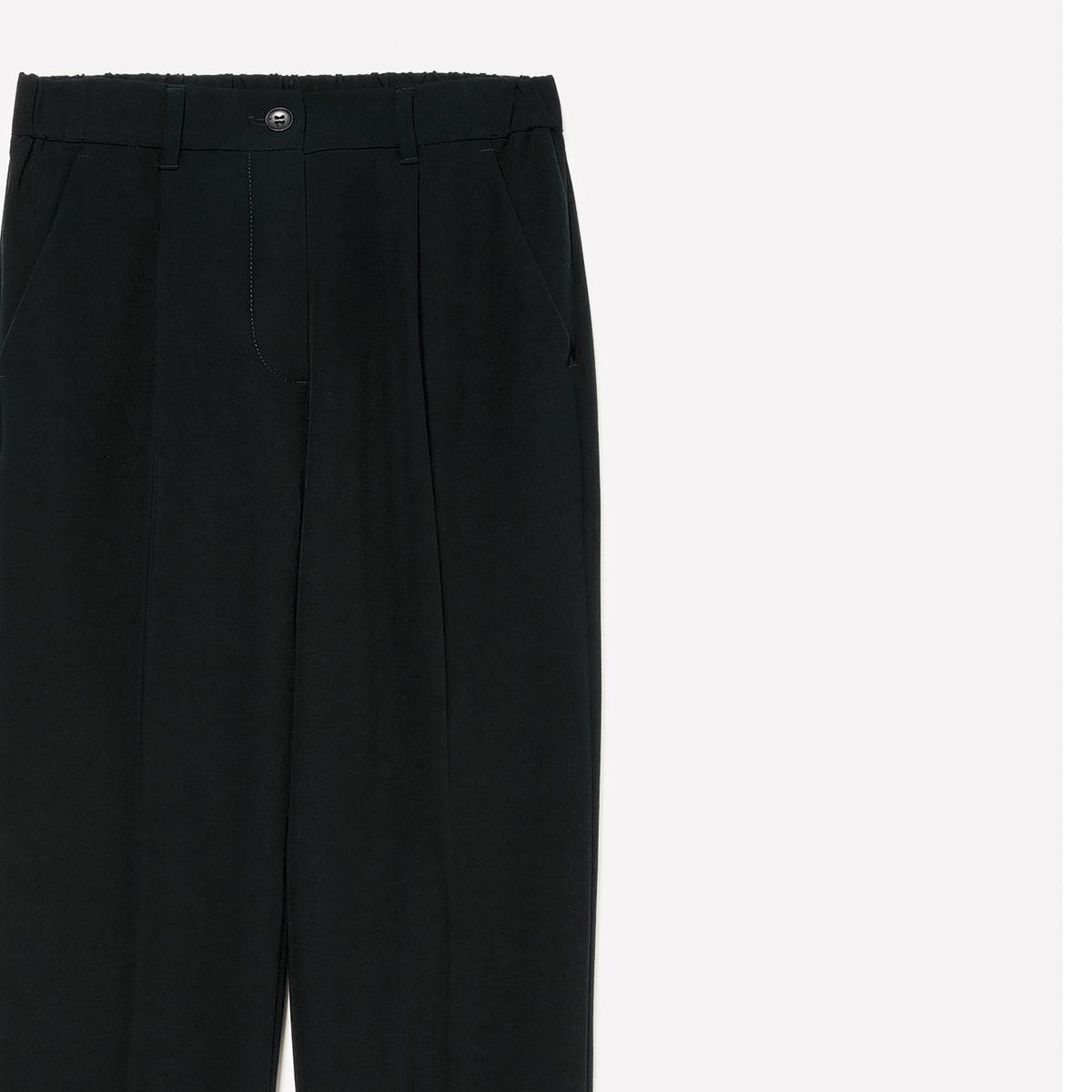 Kadın Siyah Viskoz Karışımlı Beli Lastikli Pantolon