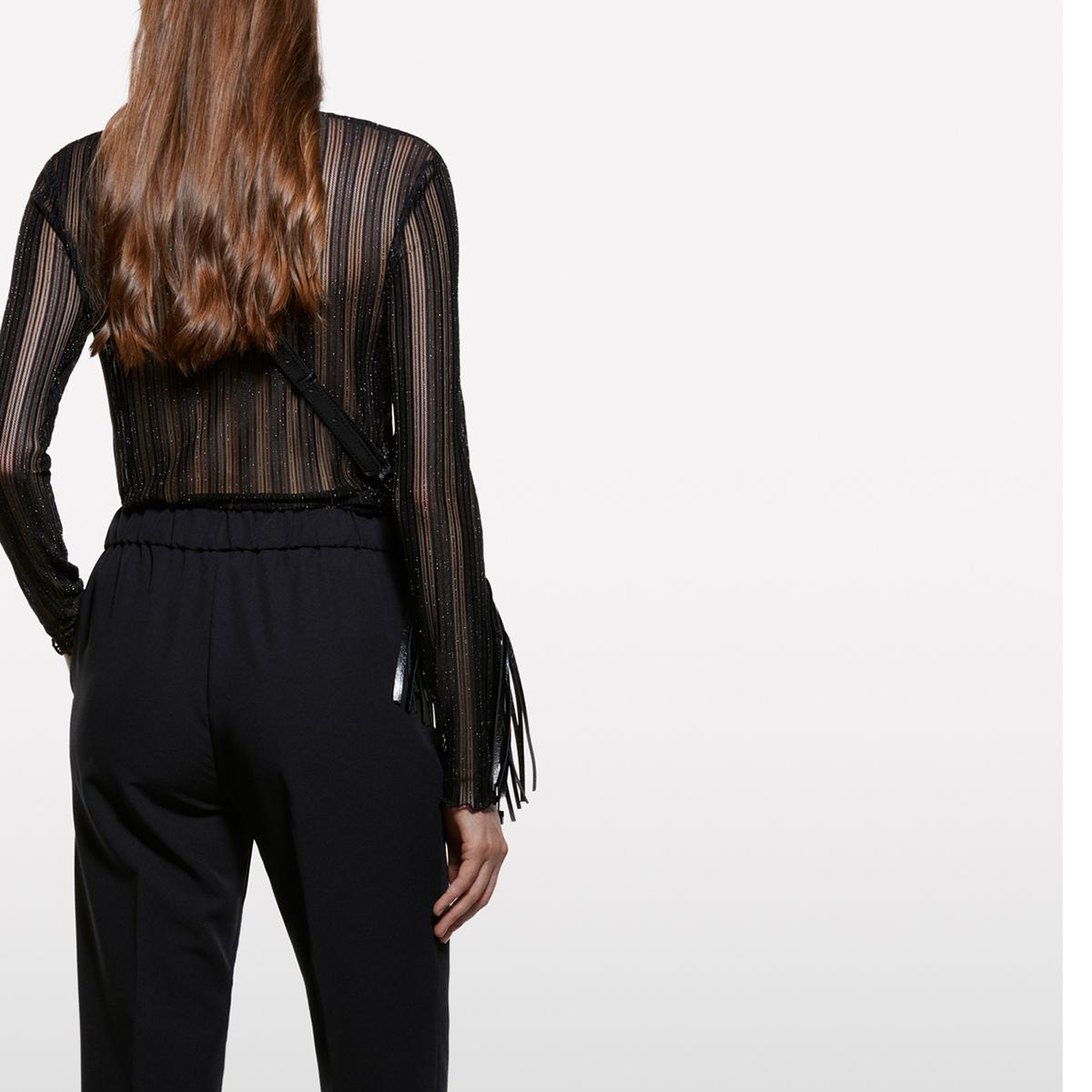 Kadın Siyah Viskoz Karışımlı Beli Lastikli Pantolon