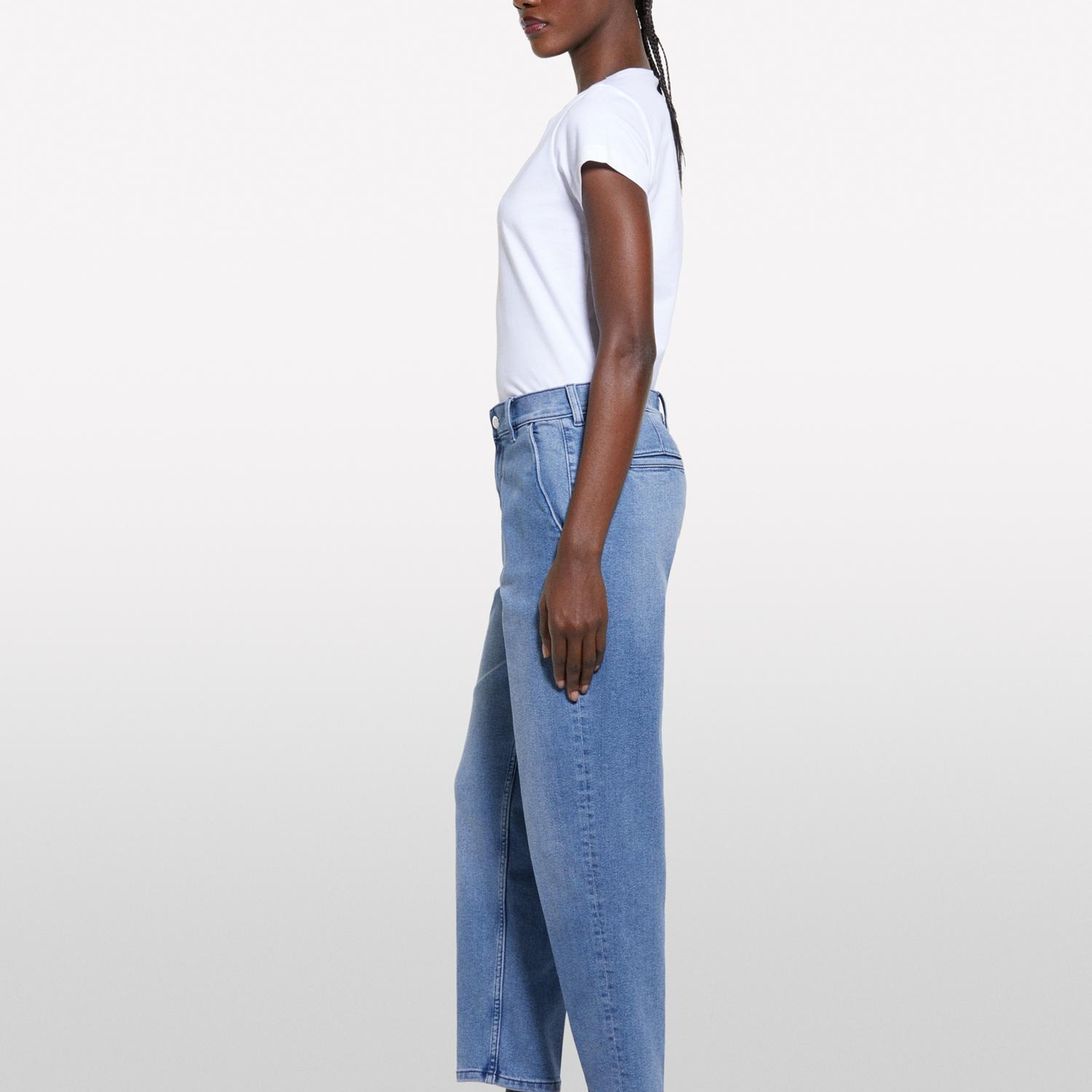 Kadın Açık Mavi Pamuk Karışımlı Normal Bel Denim Chino Pantolon