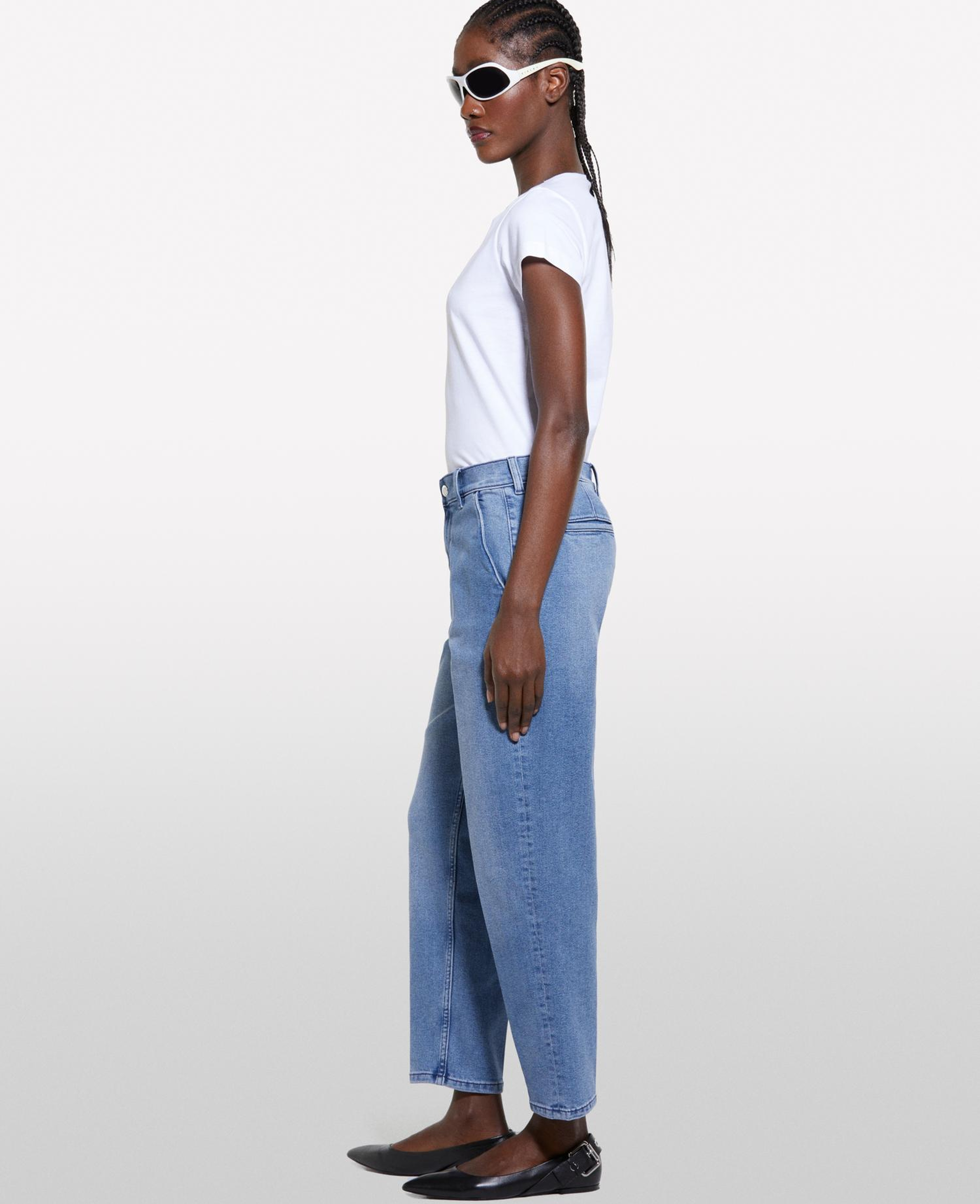 Kadın Açık Mavi Pamuk Karışımlı Normal Bel Denim Chino Pantolon