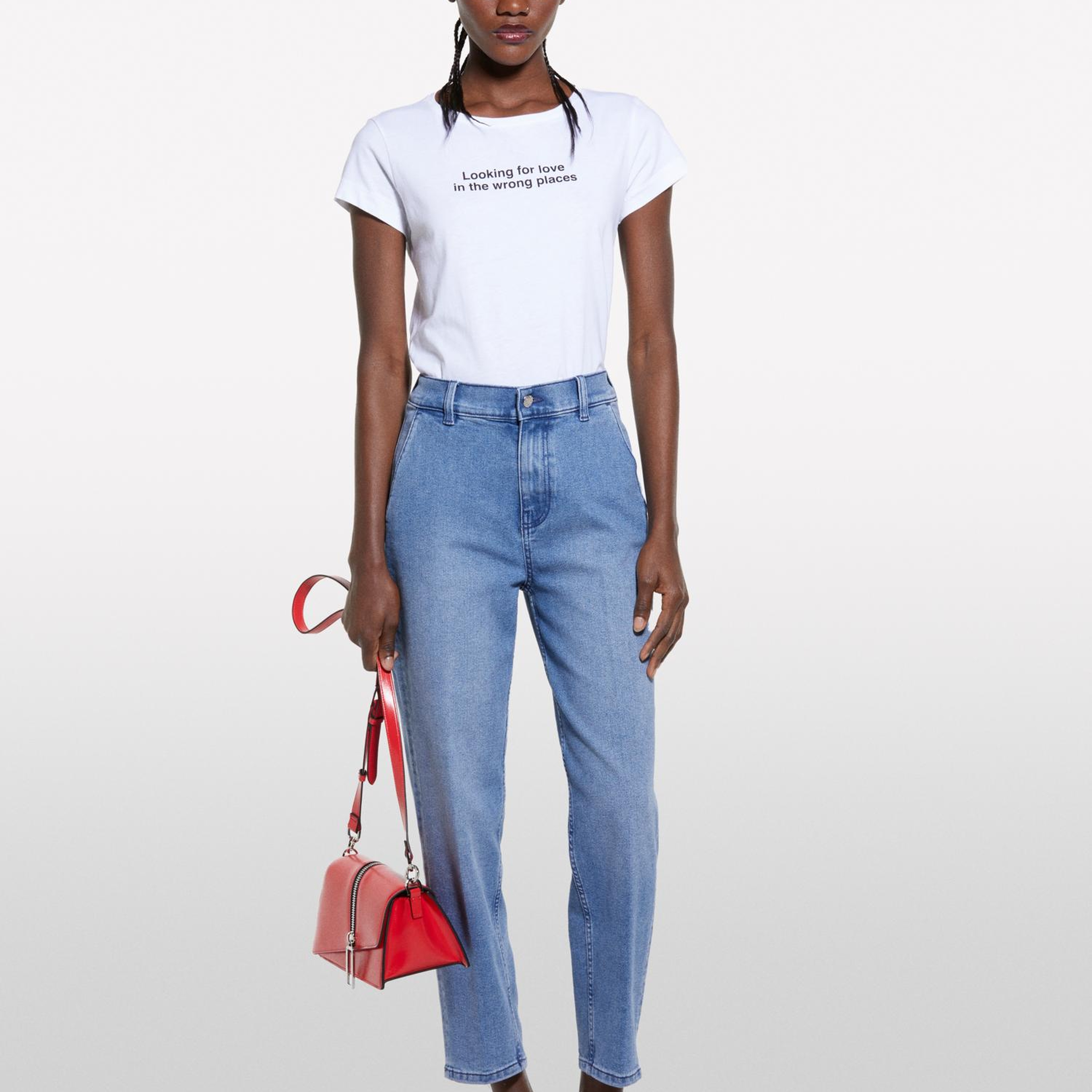 Kadın Açık Mavi Pamuk Karışımlı Normal Bel Denim Chino Pantolon