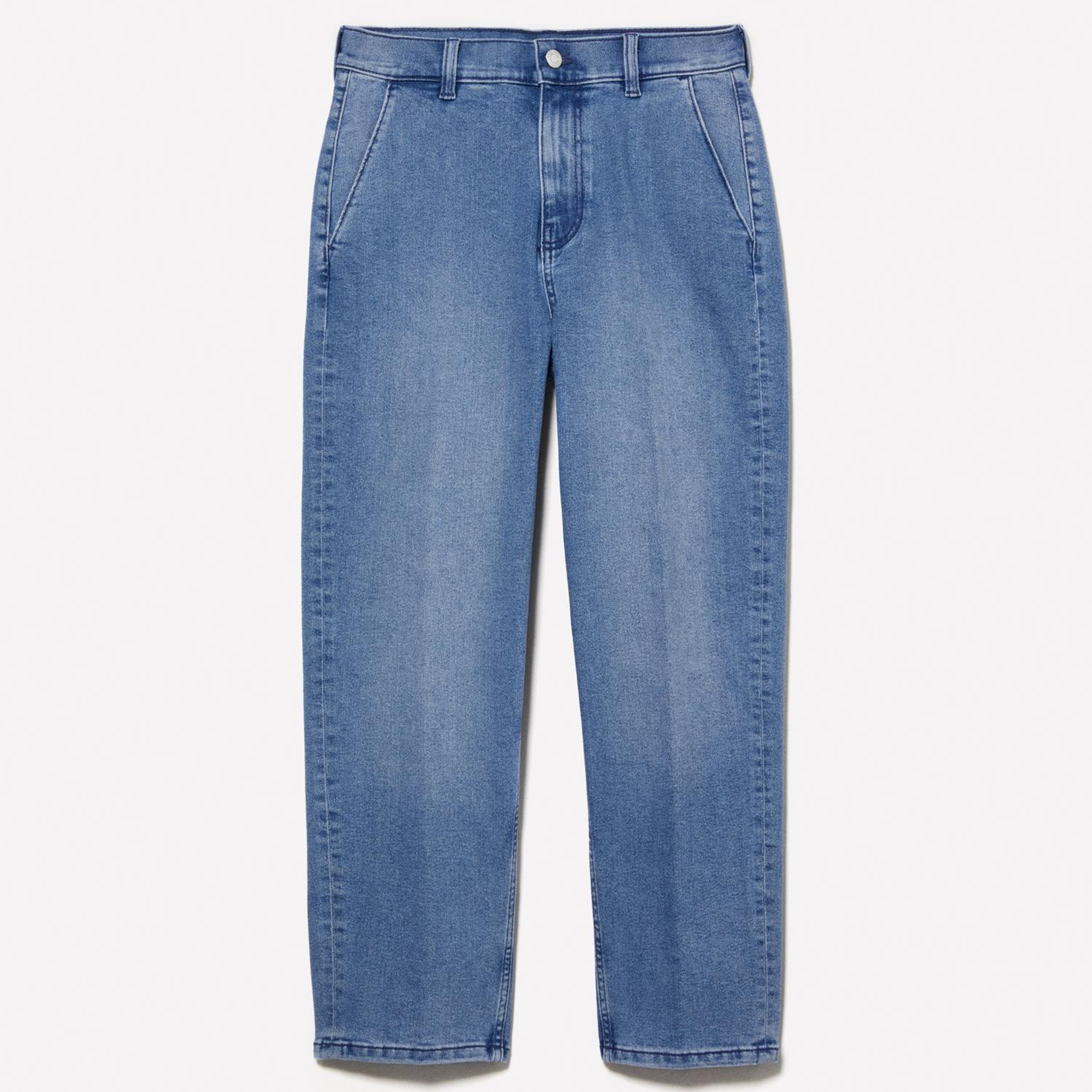 Kadın Açık Mavi Pamuk Karışımlı Normal Bel Denim Chino Pantolon