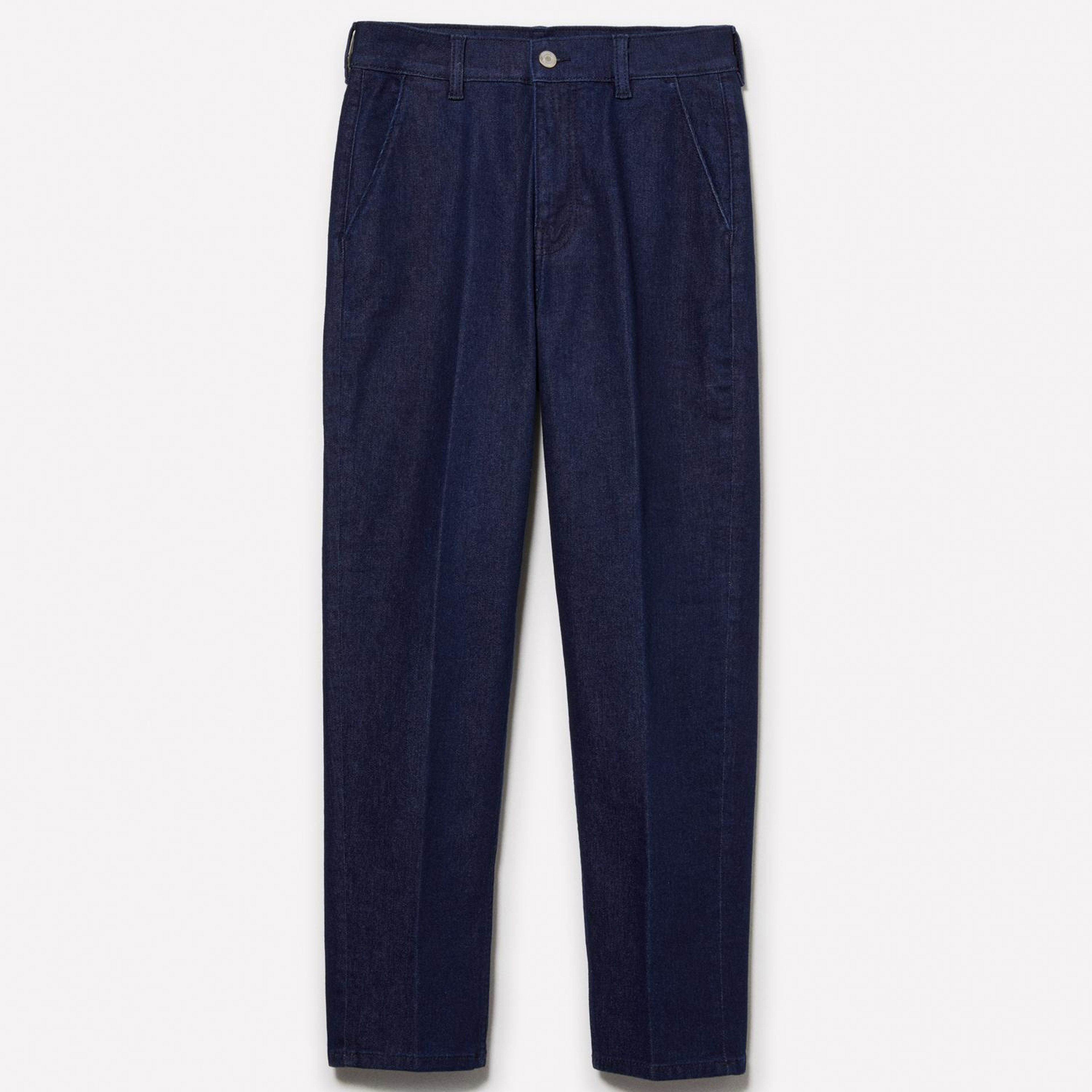 Kadın Lacivert Pamuk Karışımlı Normal Bel Denim Chino Pantolon