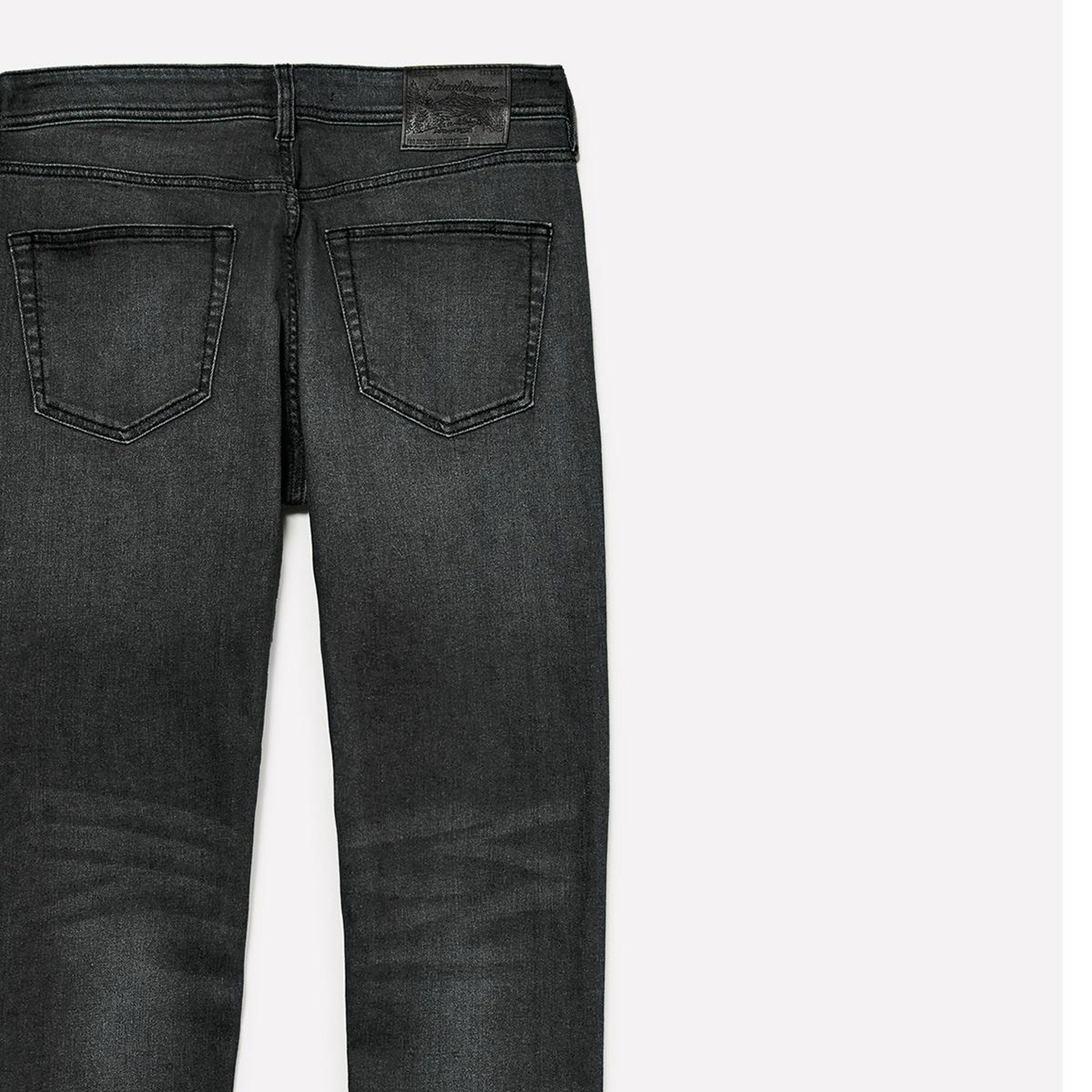 Erkek Siyah Streç Pamuklu Taş Yıkama Orta Bel Slim Fit Denim Pantolon