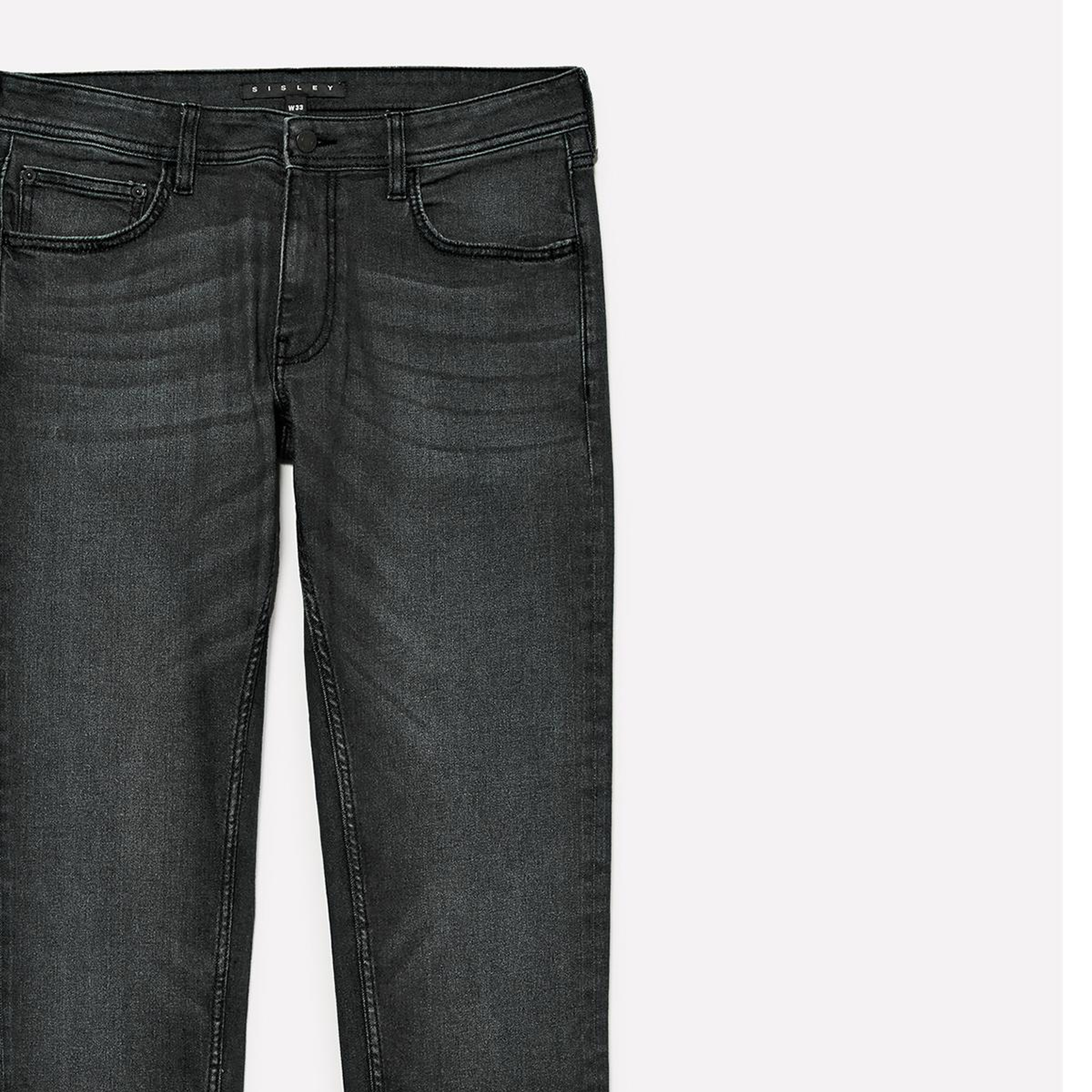 Erkek Siyah Streç Pamuklu Taş Yıkama Orta Bel Slim Fit Denim Pantolon
