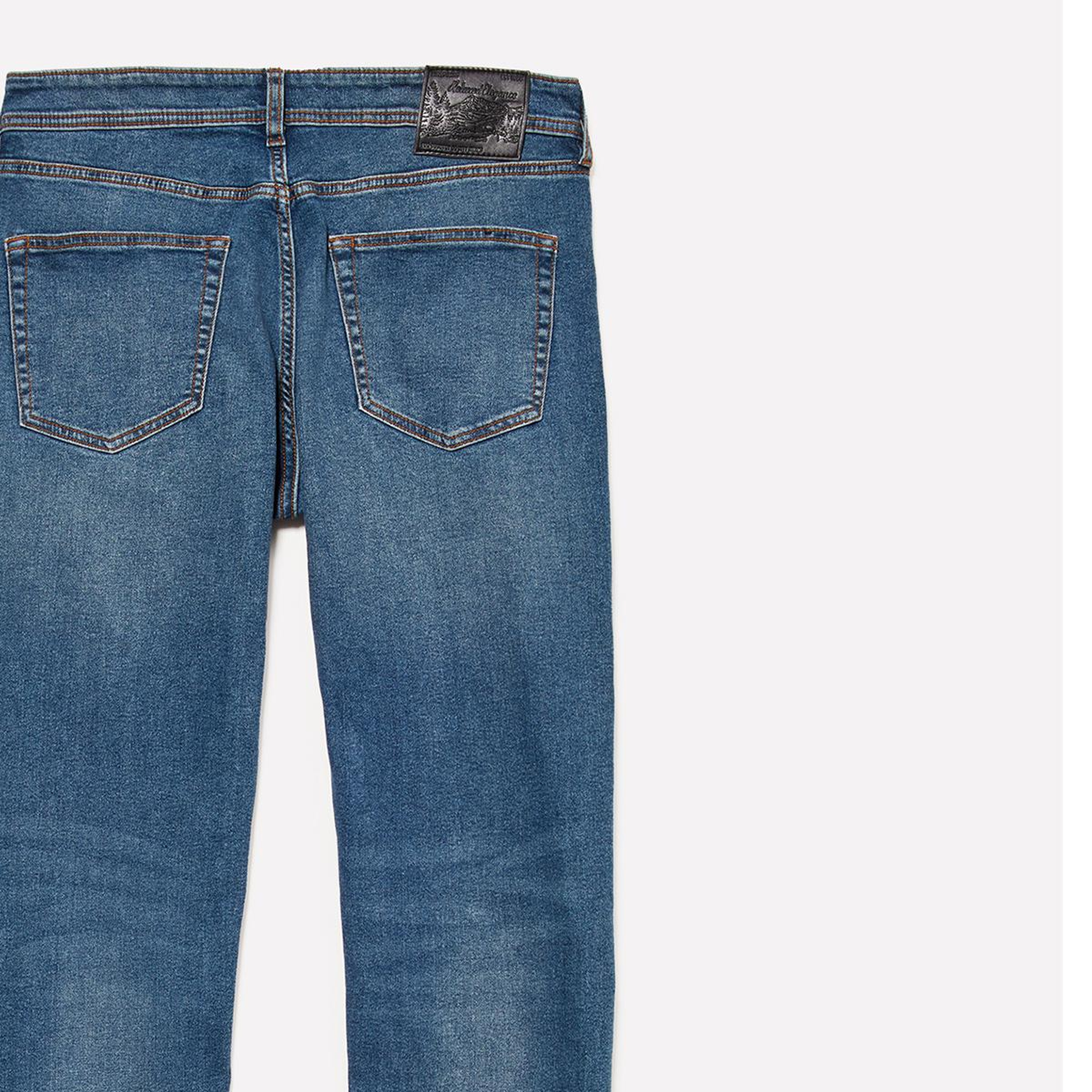 Erkek Mavi Streç Pamuklu Taş Yıkama Orta Bel Slim Fit Denim Pantolon