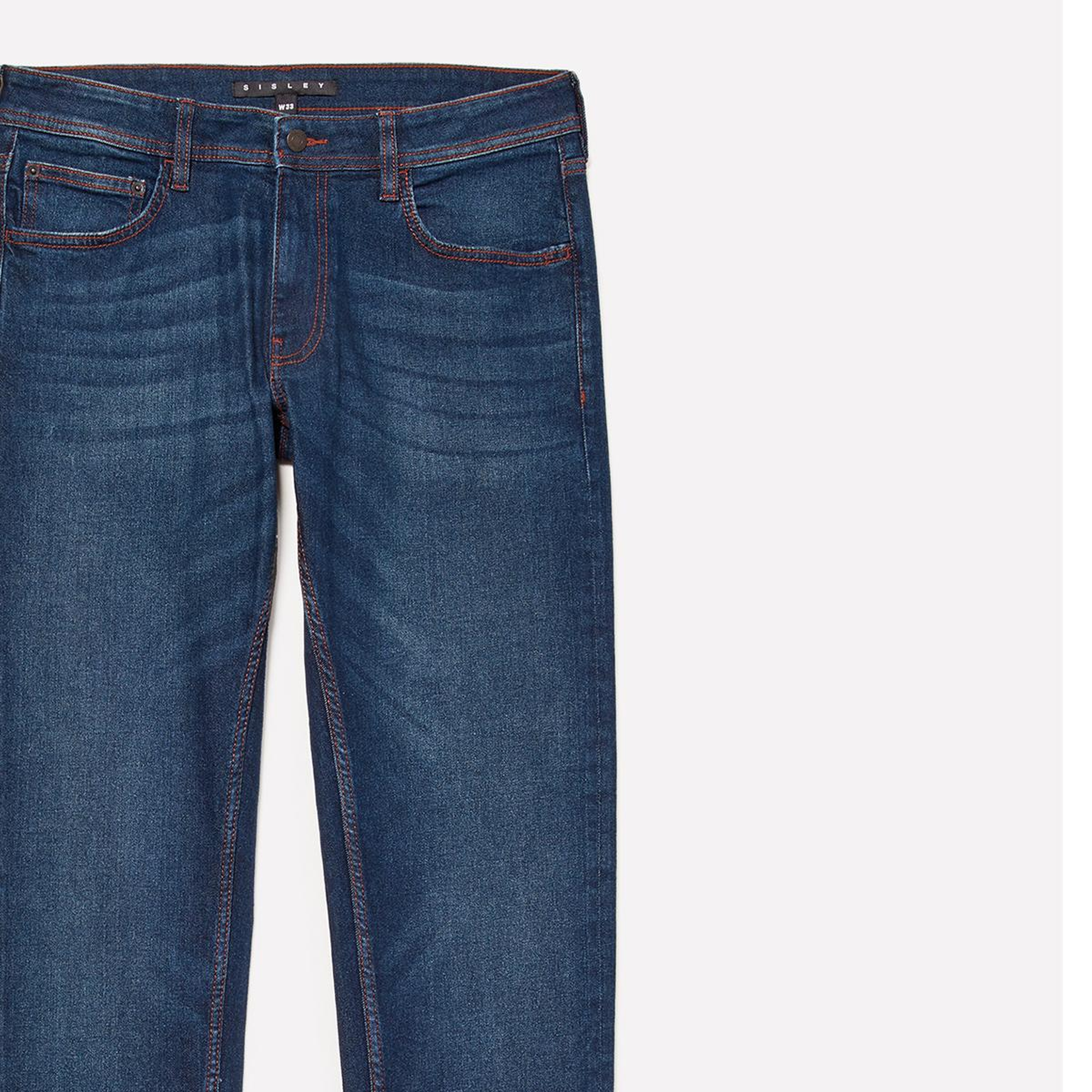 Erkek Koyu Mavi Streç Pamuklu Taş Yıkama Orta Bel Slim Fit Denim Pantolon