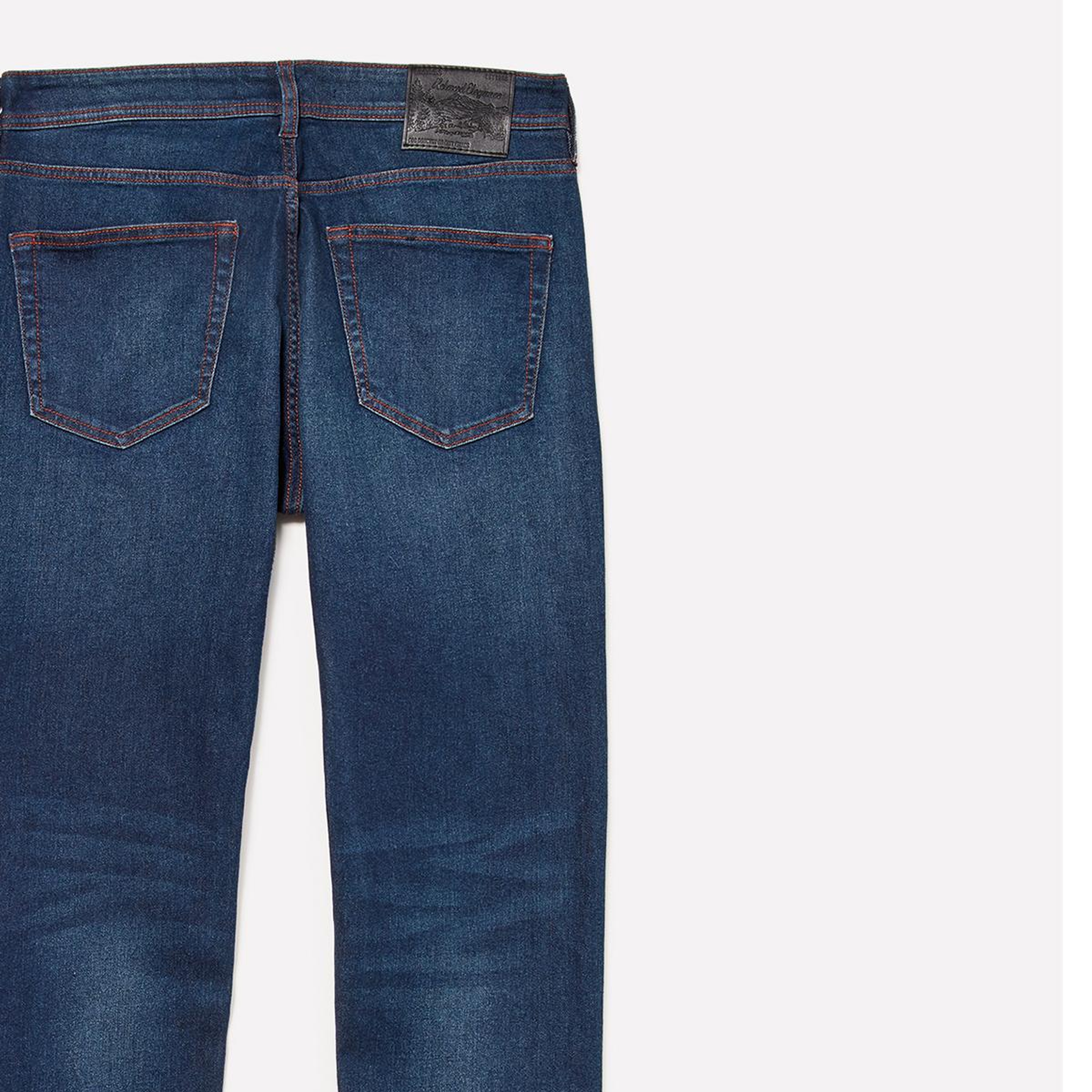 Erkek Koyu Mavi Streç Pamuklu Taş Yıkama Orta Bel Slim Fit Denim Pantolon