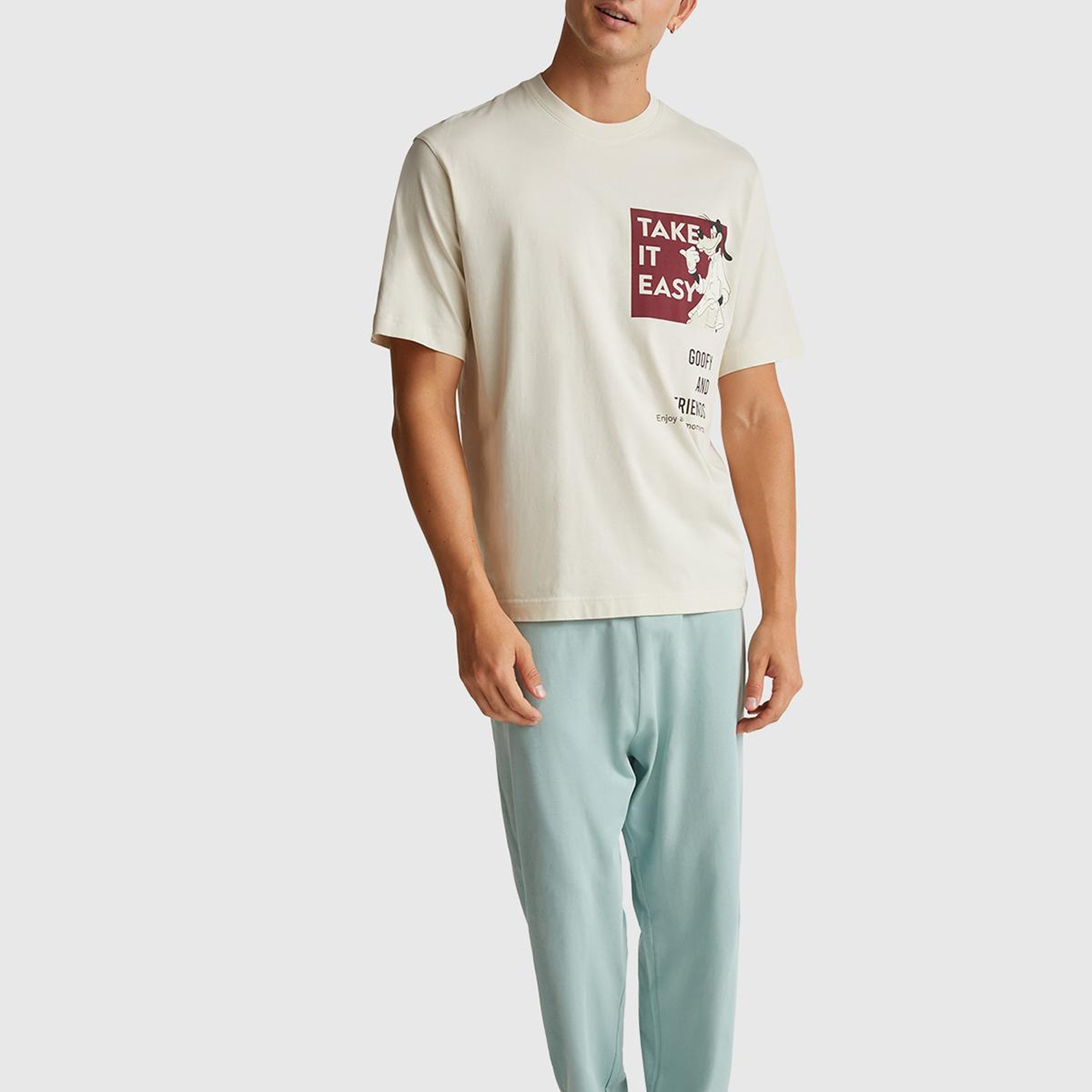Erkek Krem %100 Koton Disney Baskılı T-Shirt