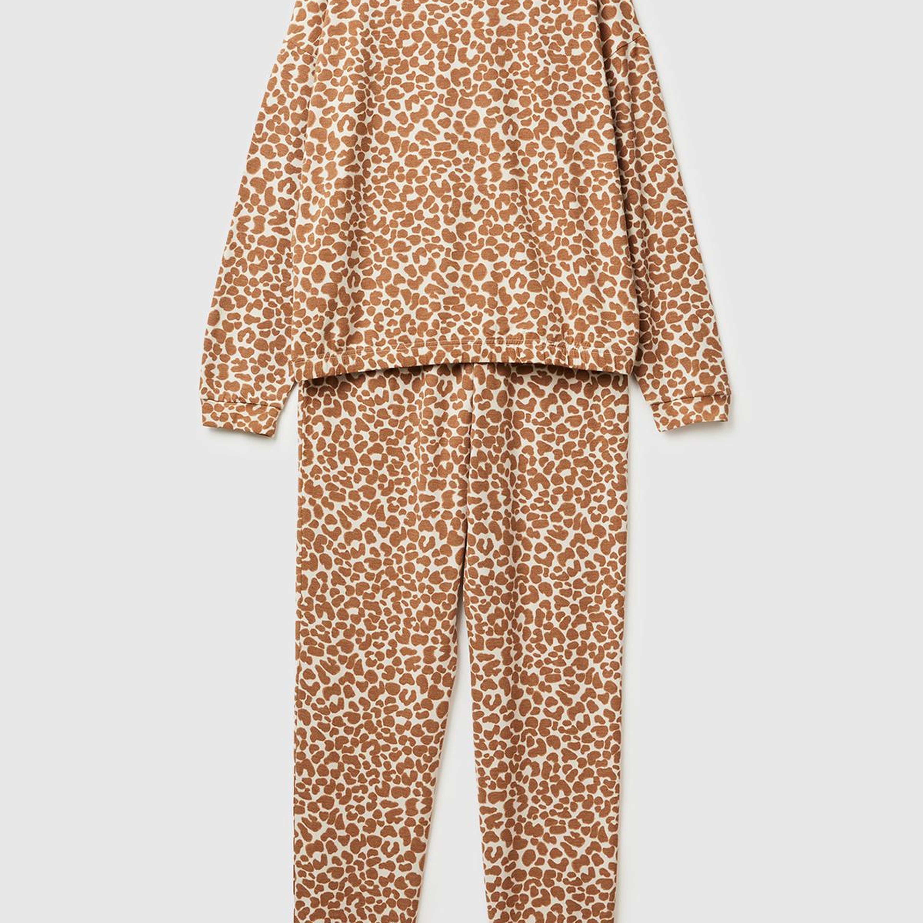 Kadın Açık Kahverengi Şardonlu Baskılı Pijama Takımı