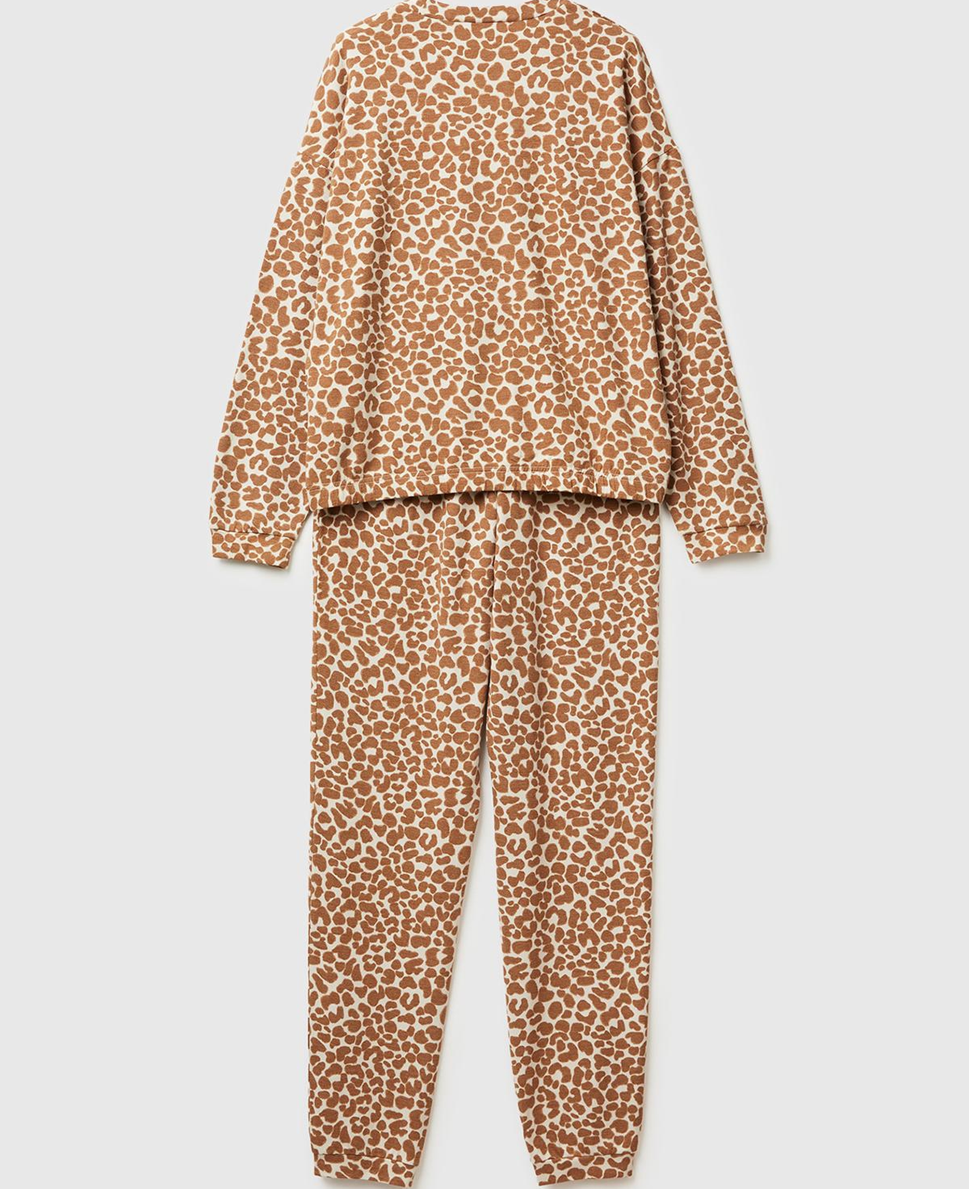 Kadın Açık Kahverengi Şardonlu Baskılı Pijama Takımı