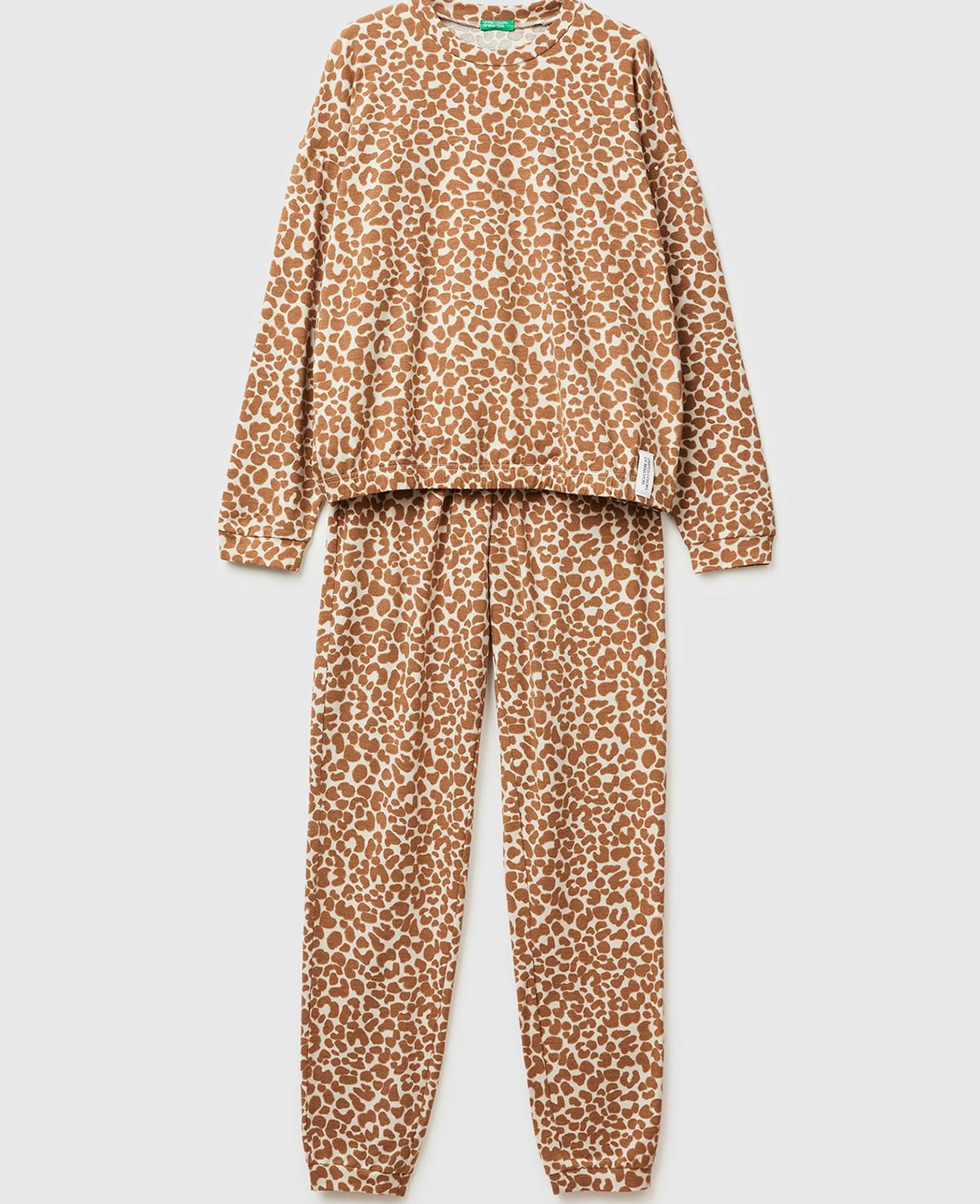 Kadın Açık Kahverengi Şardonlu Baskılı Pijama Takımı