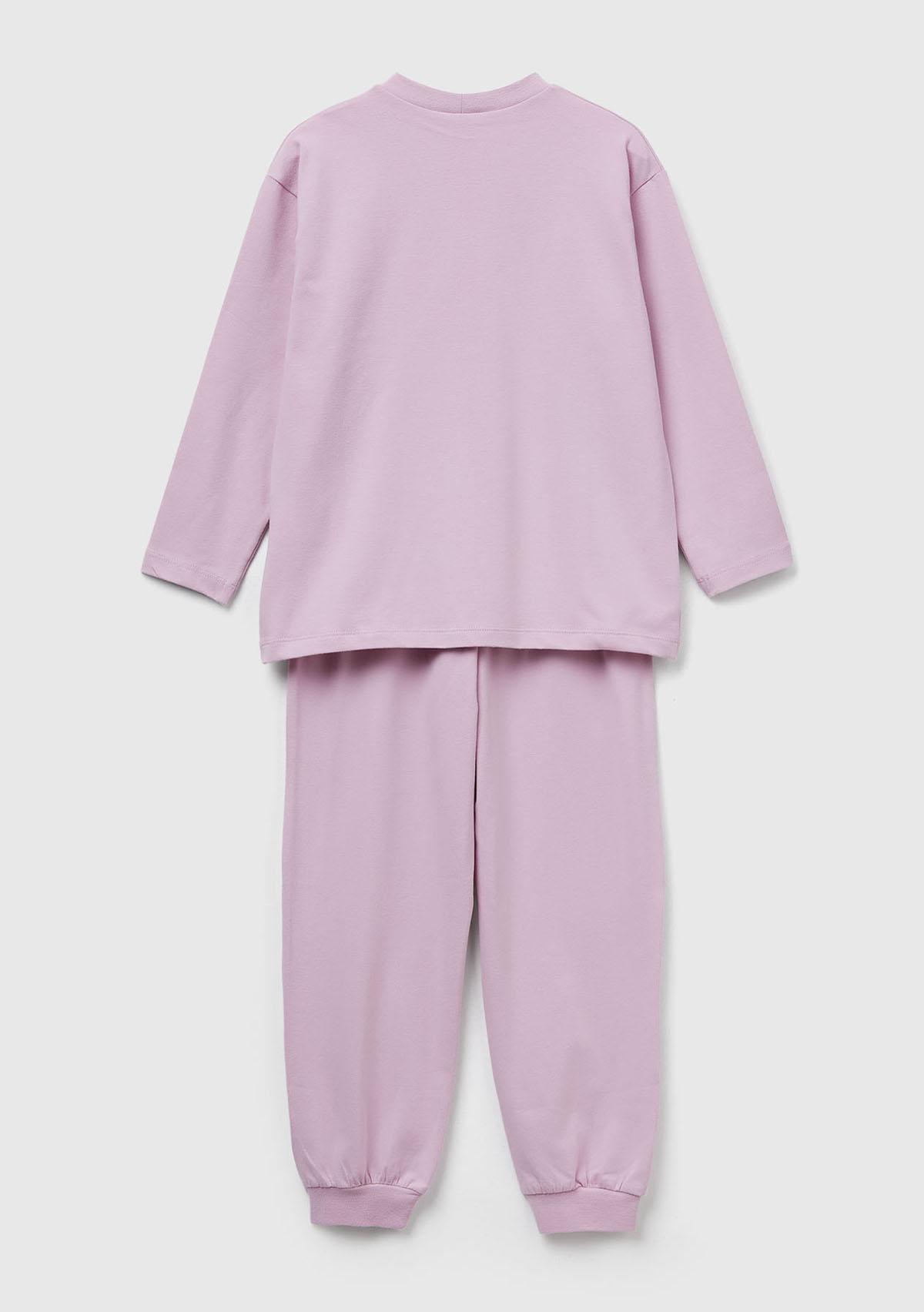 Erkek Çocuk Toz Pembe Logolu Düz Renk Pijama Takımı