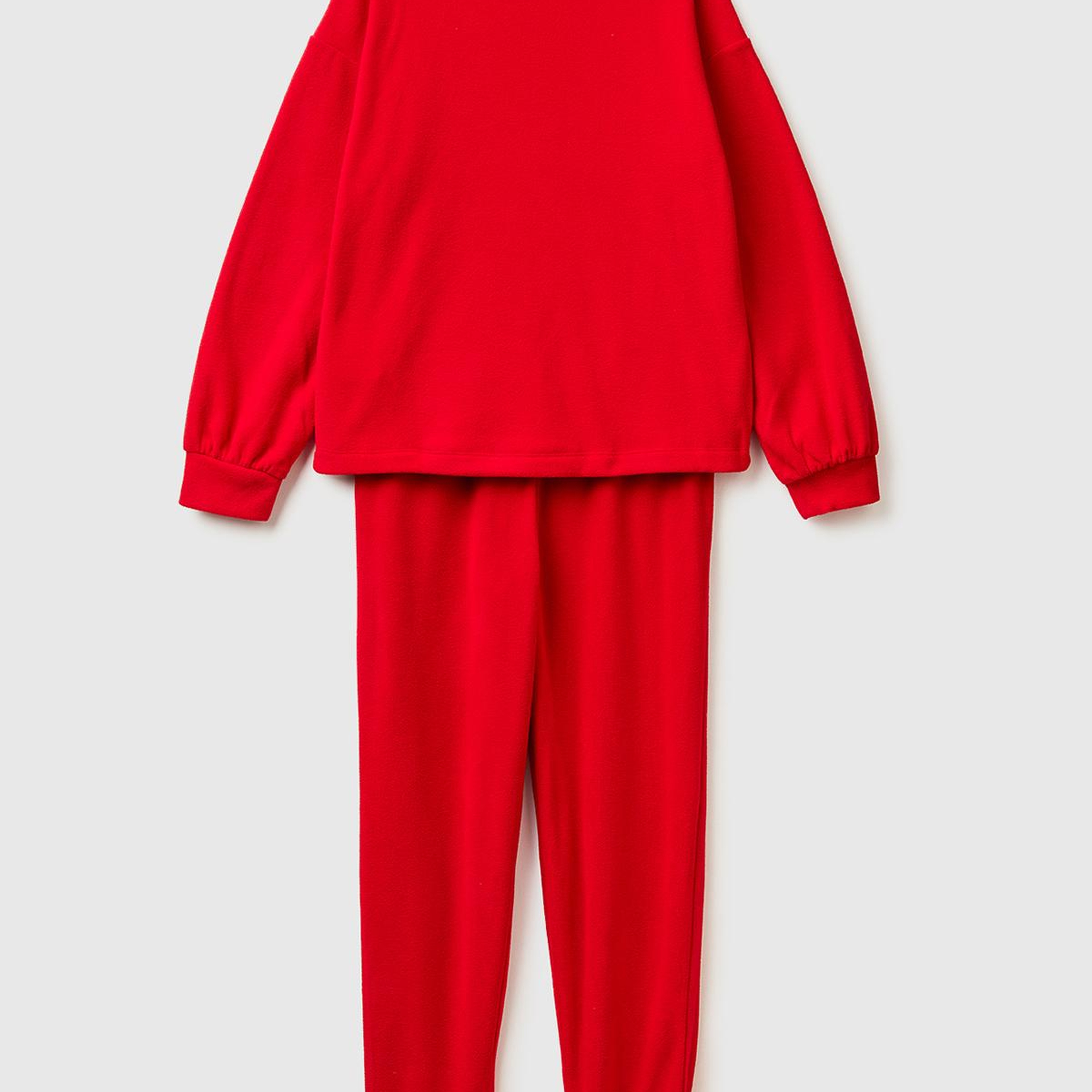 Kadın Kırmızı  Mickey Baskılı  Polar Pijama Takımı