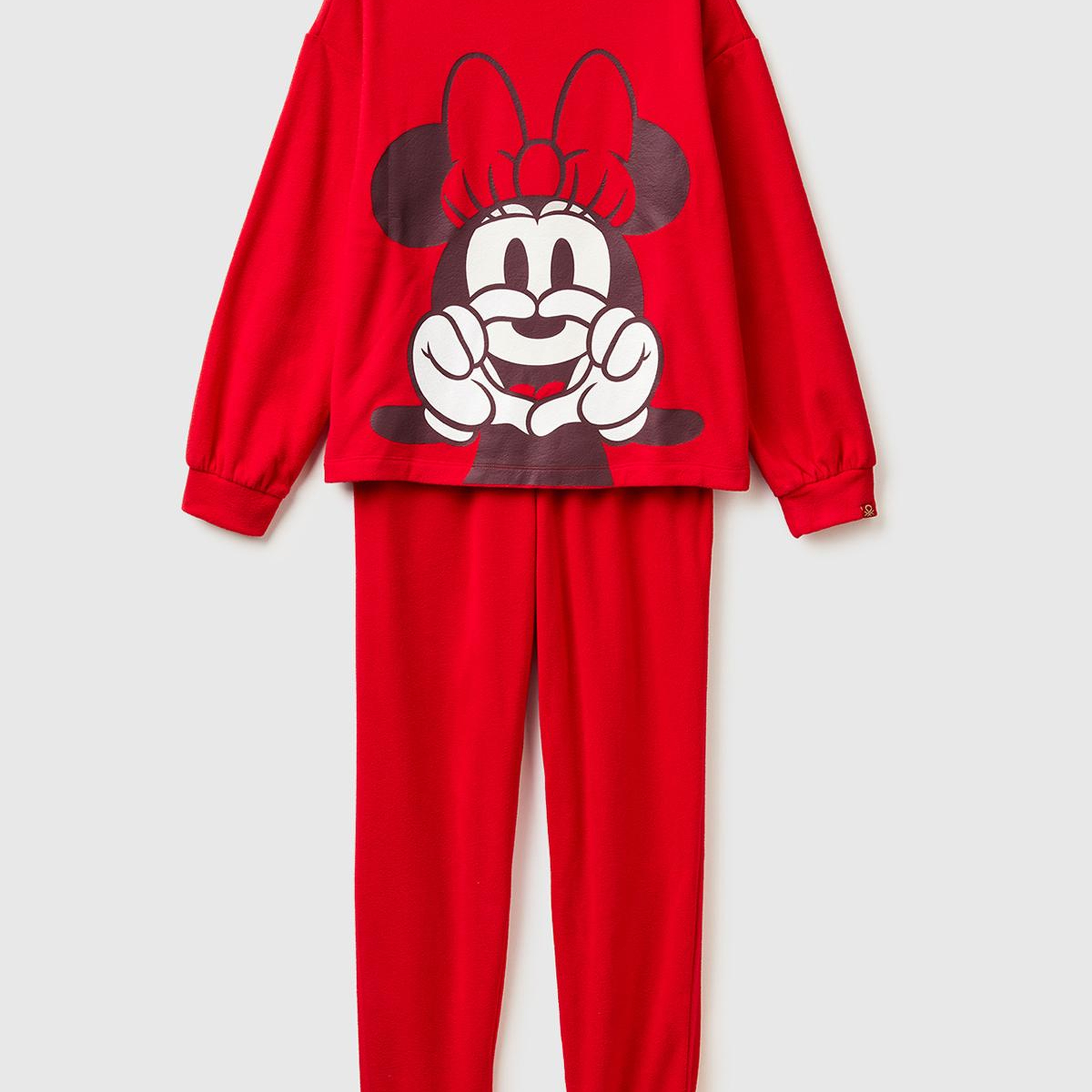 Kadın Kırmızı  Mickey Baskılı  Polar Pijama Takımı