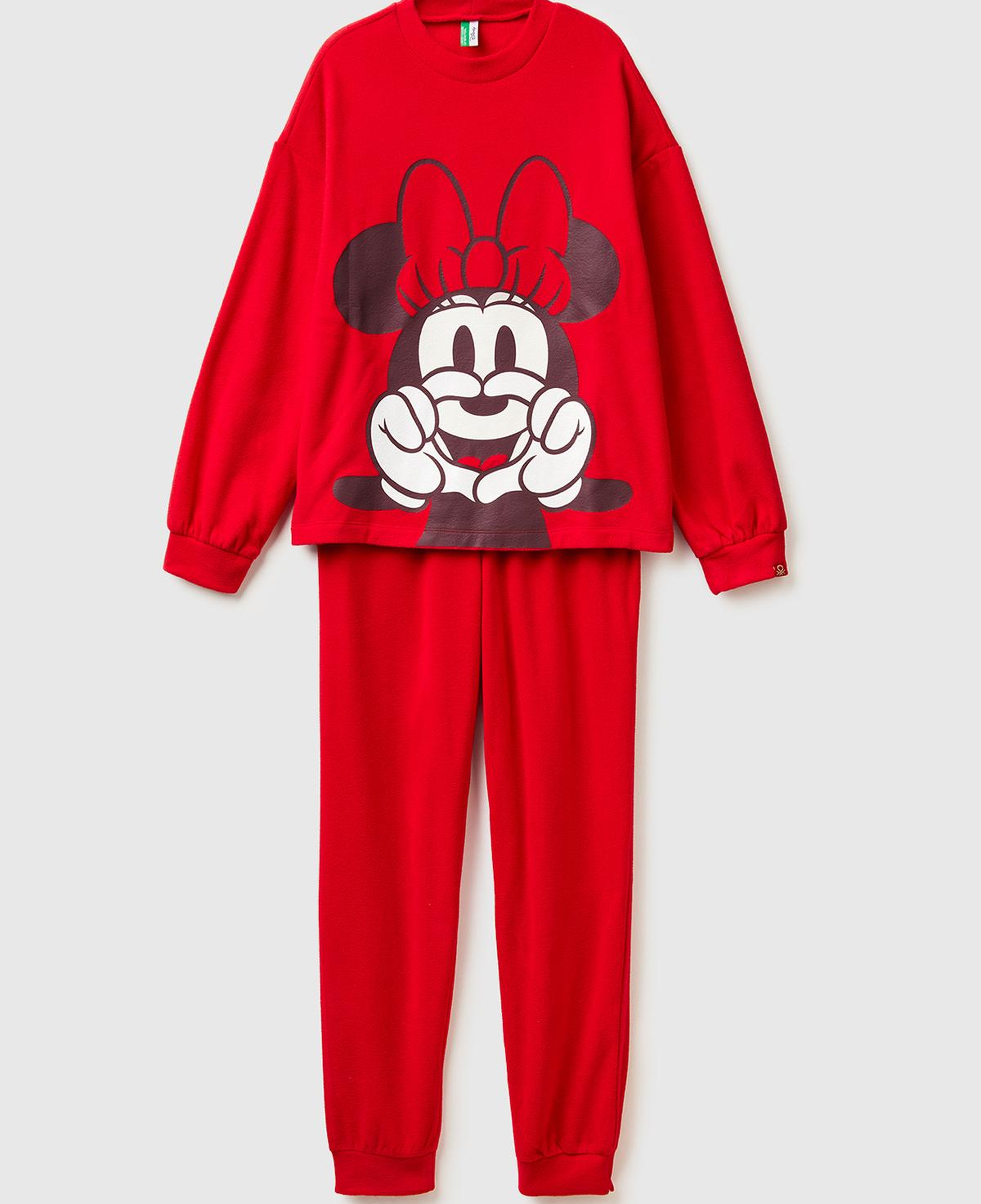 Kadın Kırmızı Mickey Baskılı Polar Pijama Takımı