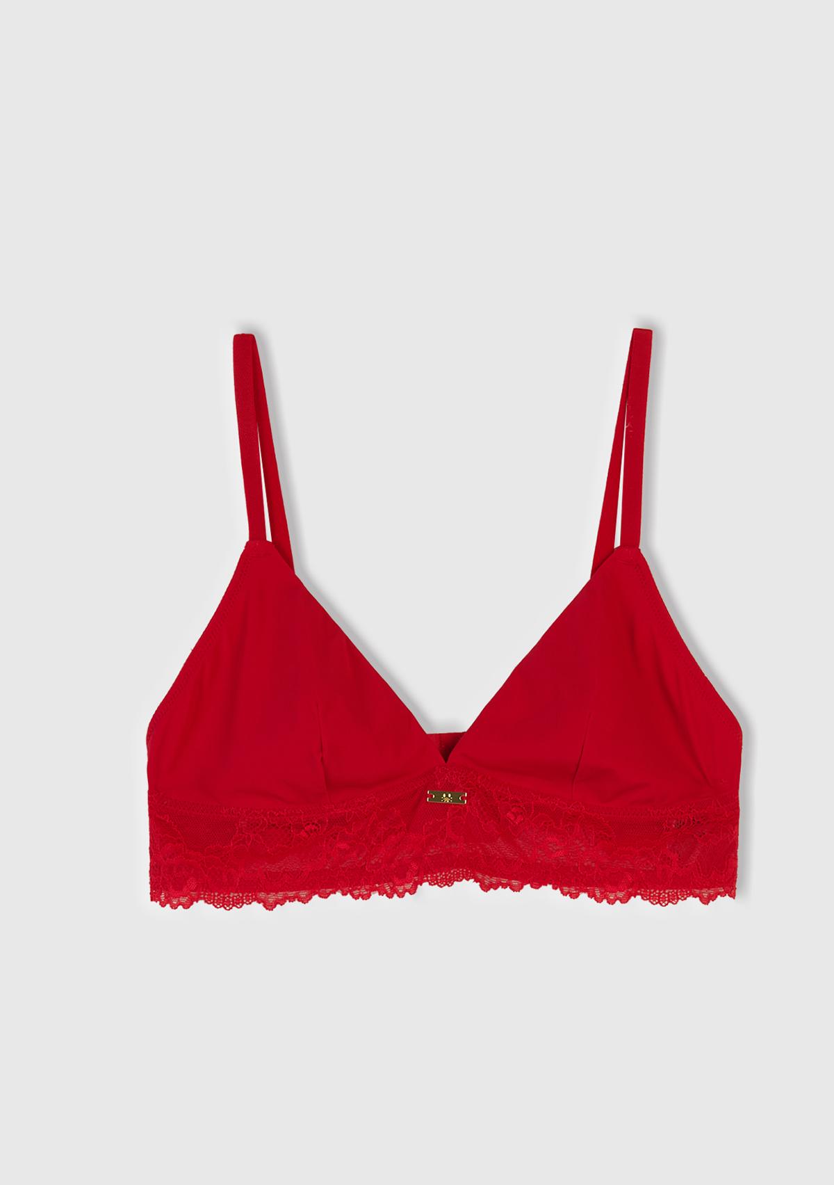 Kadın Kırmızı Dantel Detaylı Bralet