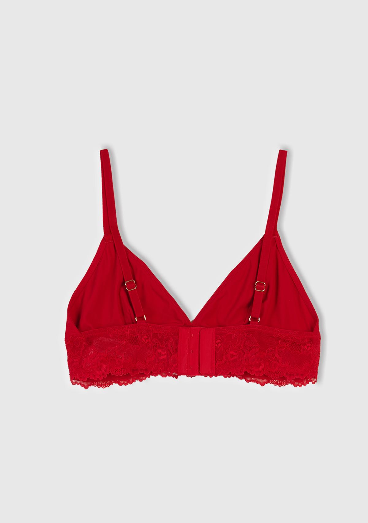 Kadın Kırmızı Dantel Detaylı Bralet