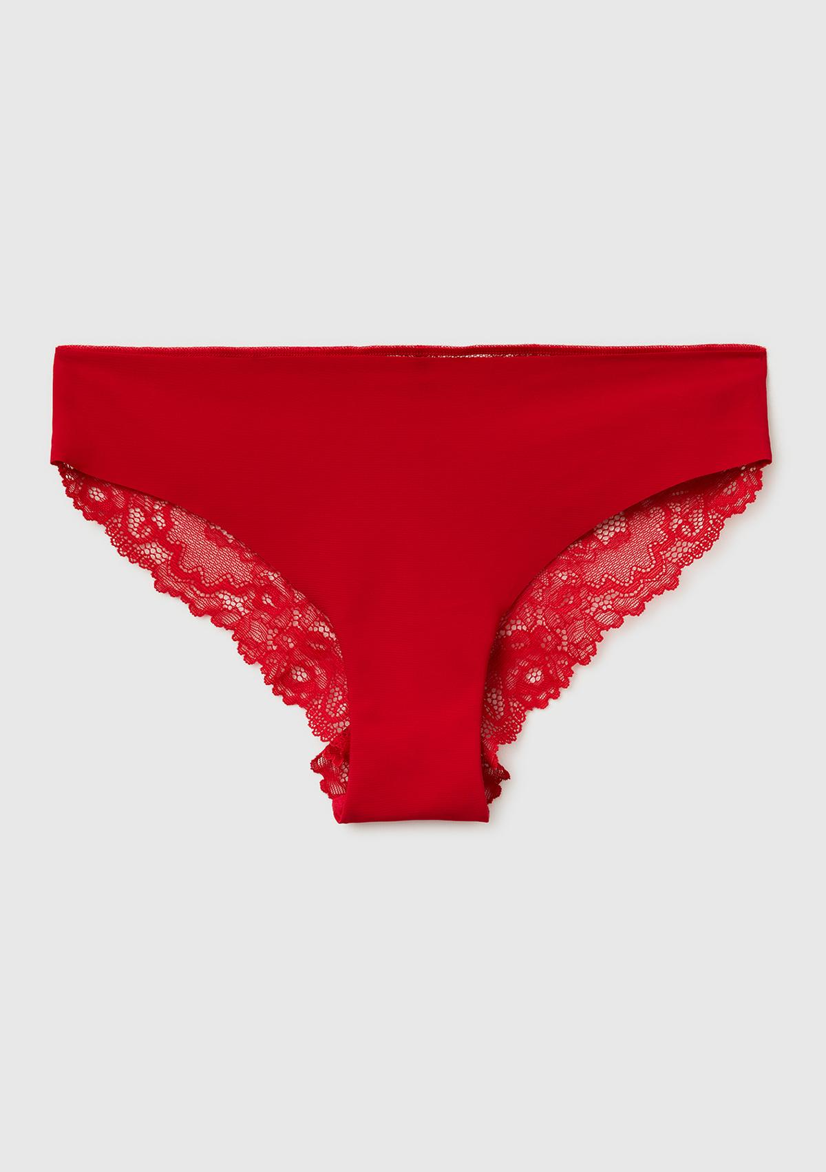 Kadın Kırmızı Dantelli Bikini Külot