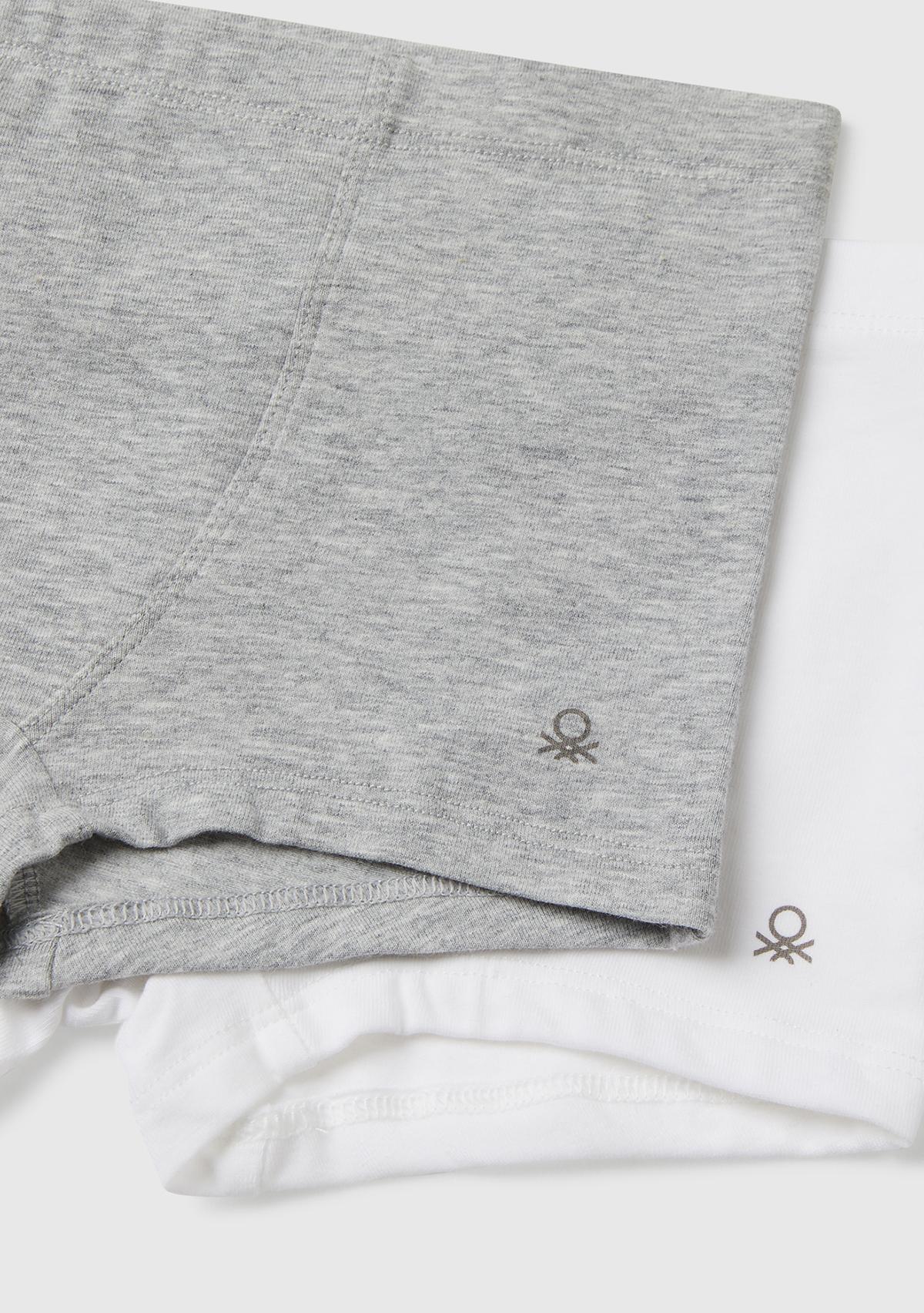 Erkek Çocuk Gri Melanj Logo Detaylı 2'li Boxer Seti