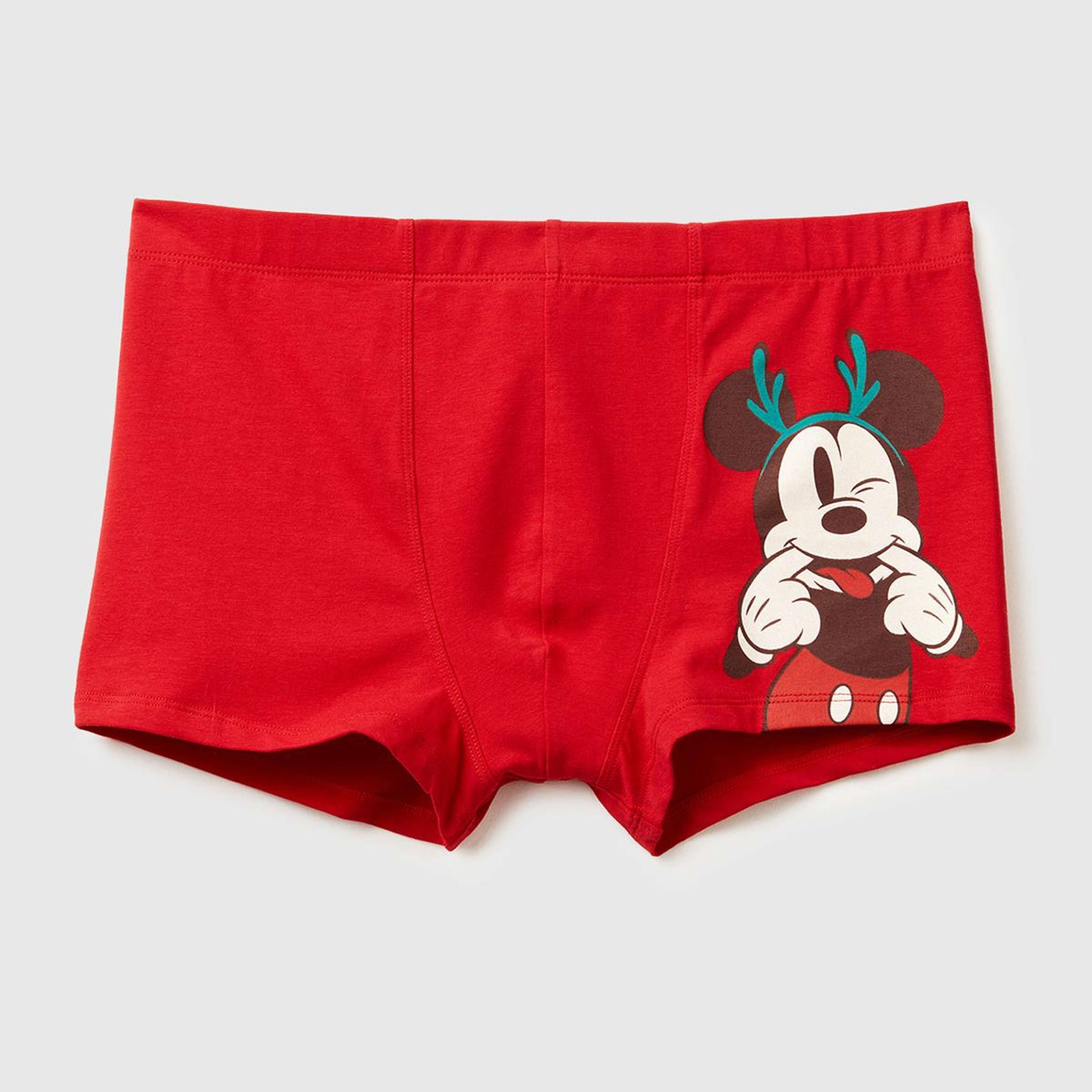 Erkek Kırmızı Mickey Baskılı Pamuklu Boxer