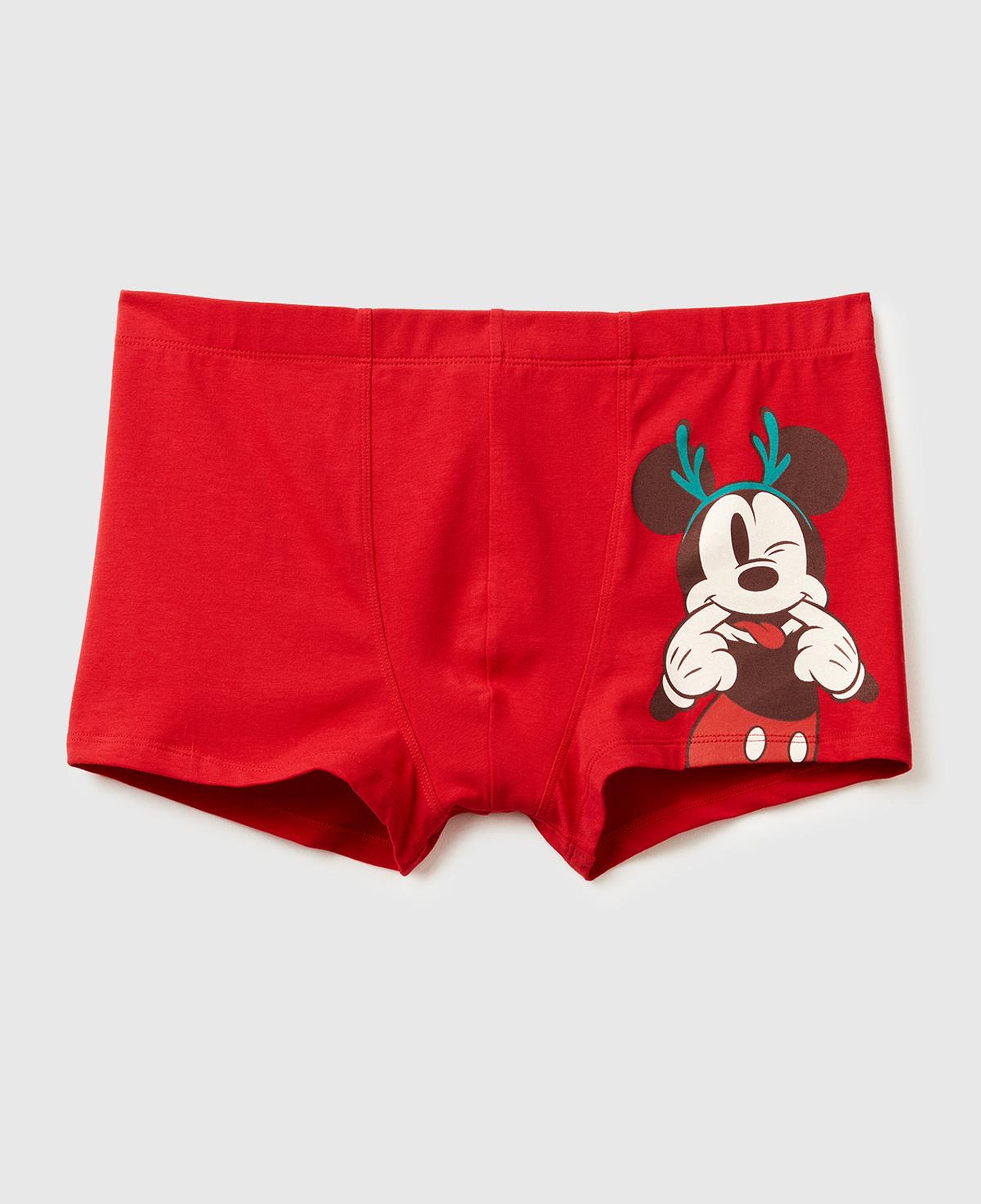 Erkek Kırmızı Mickey Baskılı Pamuklu Boxer