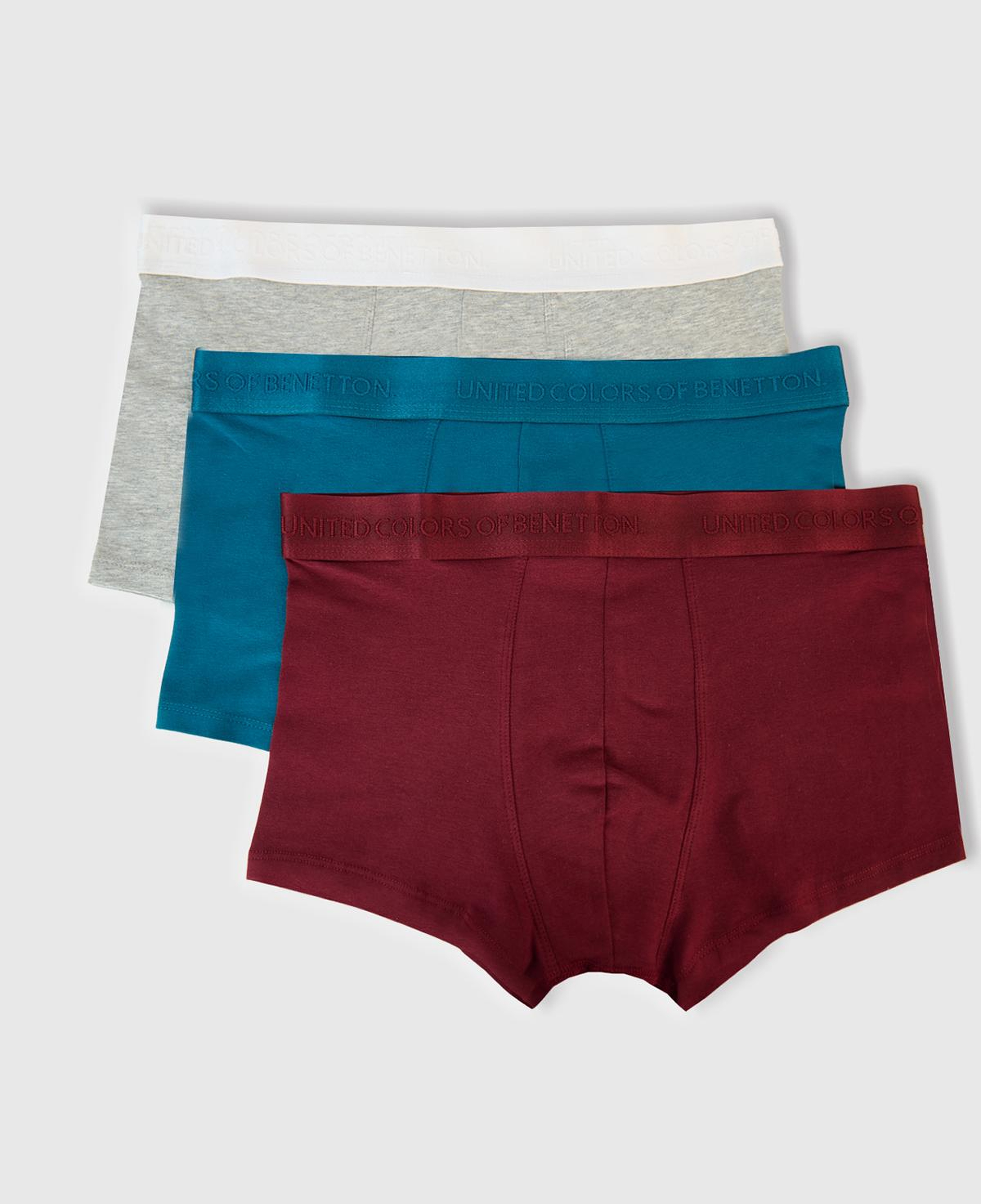 Erkek Bordo Pamuk Karışımlı Logo Bantlı 3'lü Boxer Seti