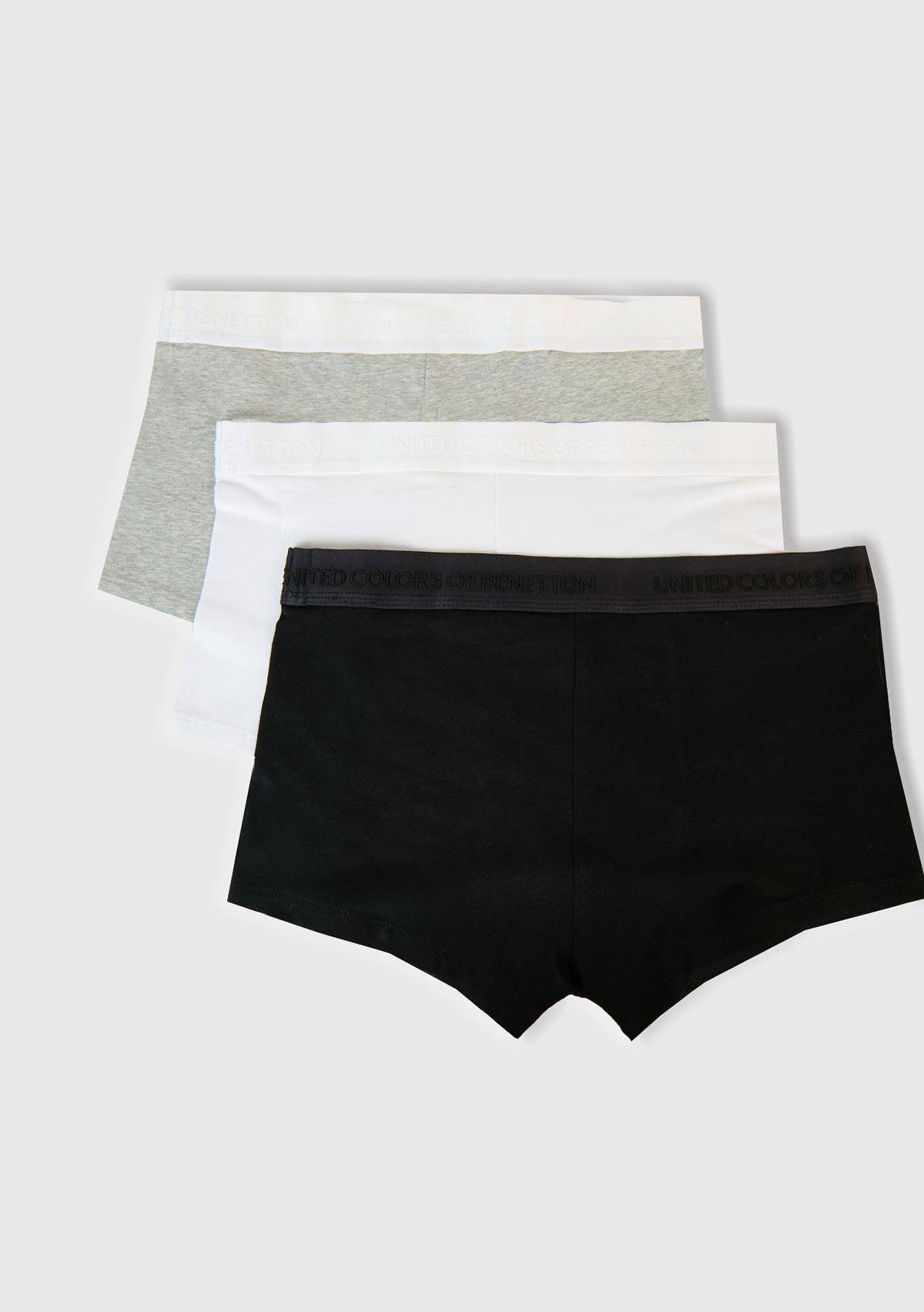 Erkek Çok Renkli Pamuk Karışımlı Logo Bantlı 3'lü Boxer Seti