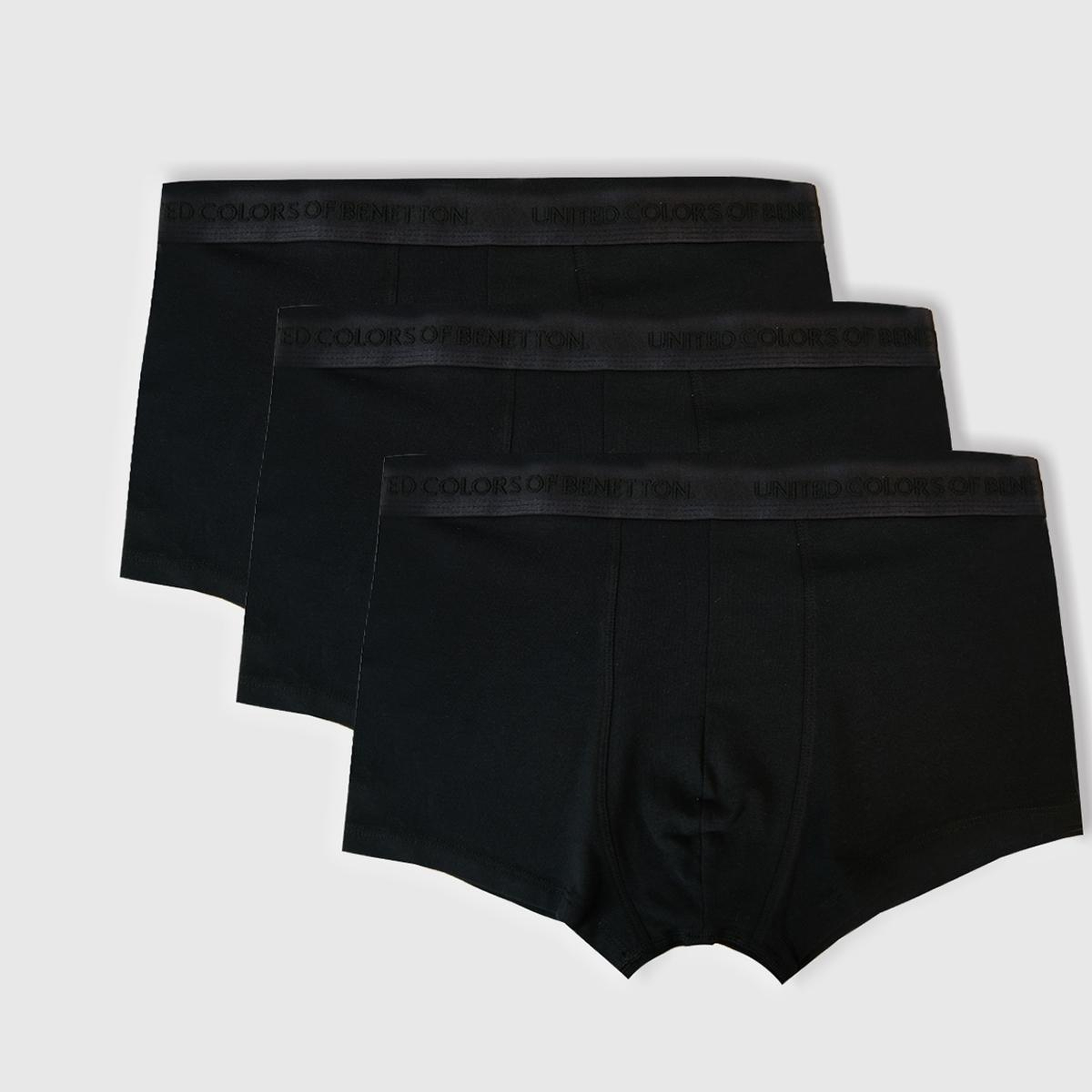 Erkek Siyah Pamuk Karışımlı Logo Bantlı 3'lü Boxer Seti