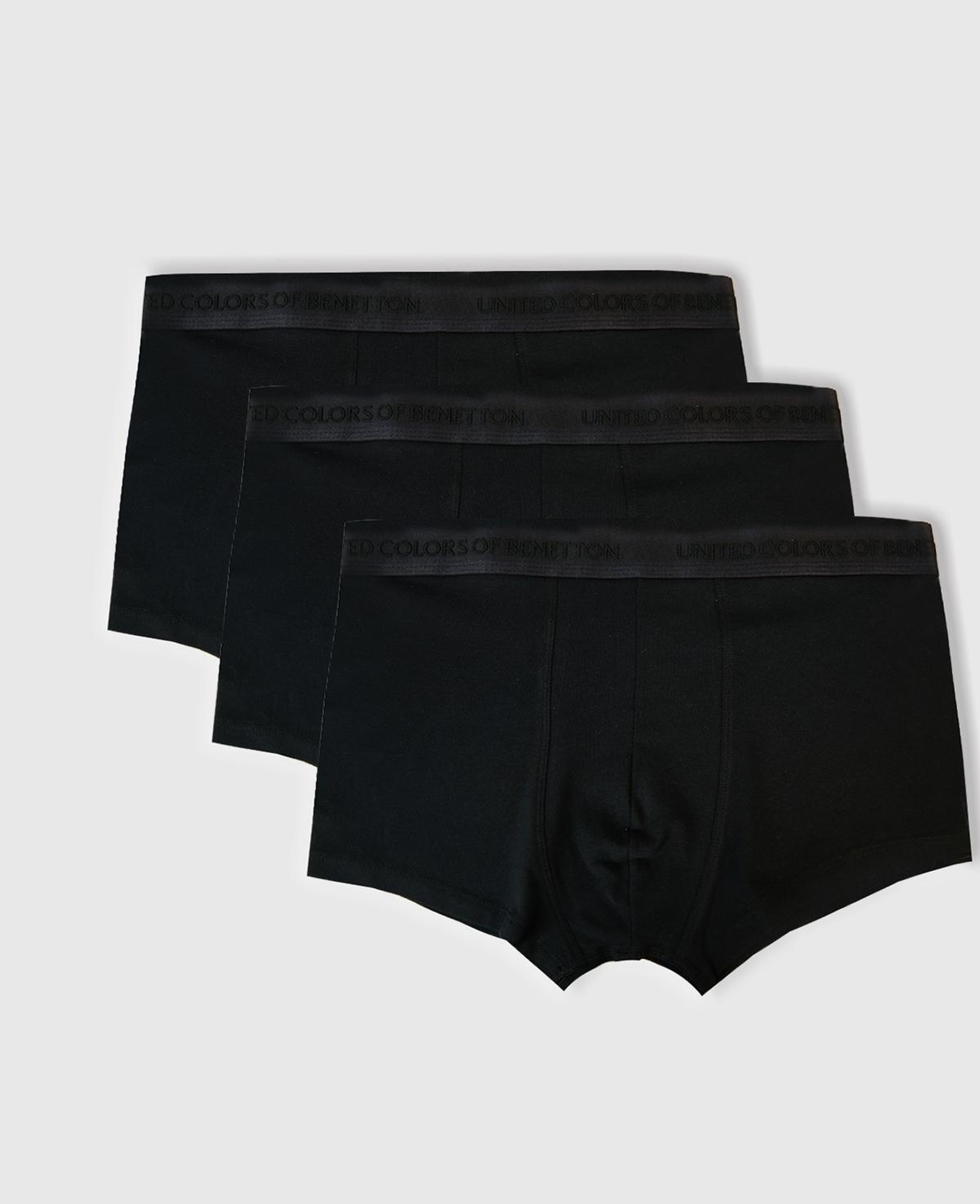 Erkek Siyah Pamuk Karışımlı Logo Bantlı 3'lü Boxer Seti