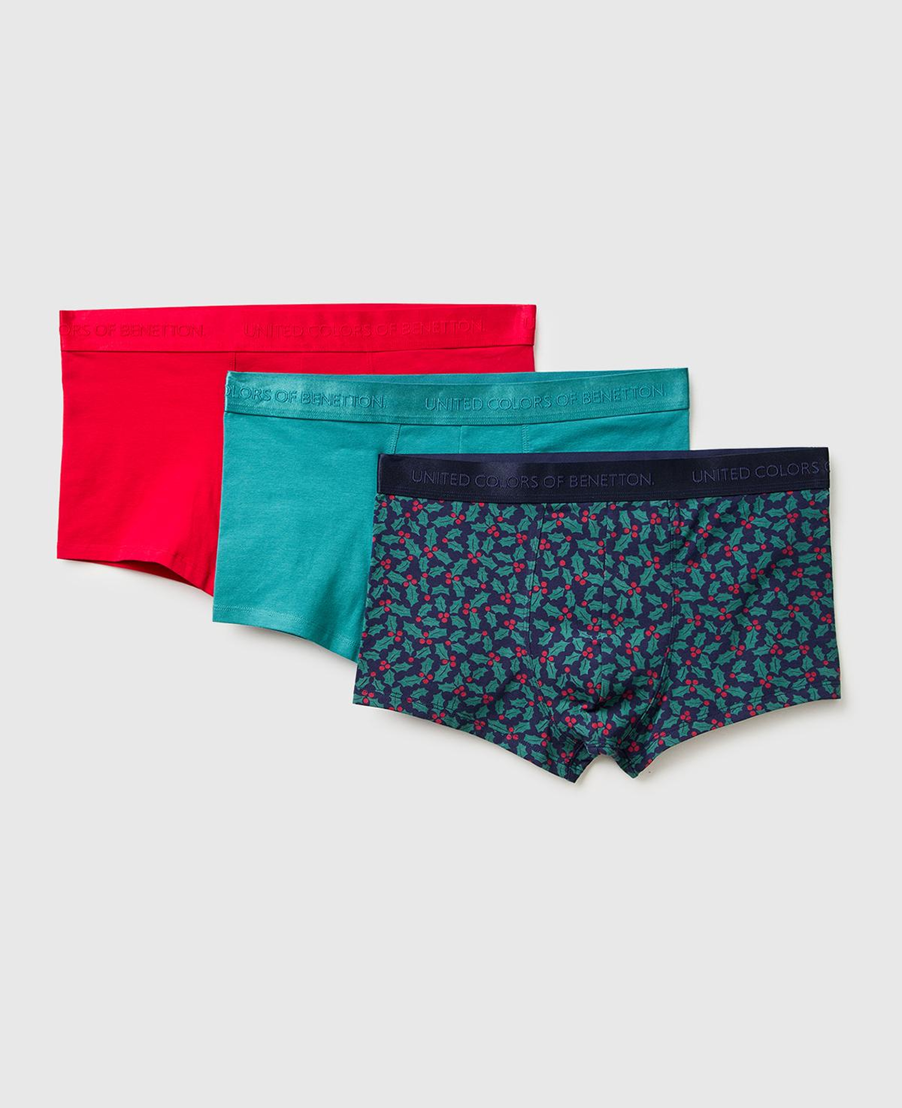 Erkek Yeşil-Kırmızı-Lacivert Pamuklu  3'lü Boxer