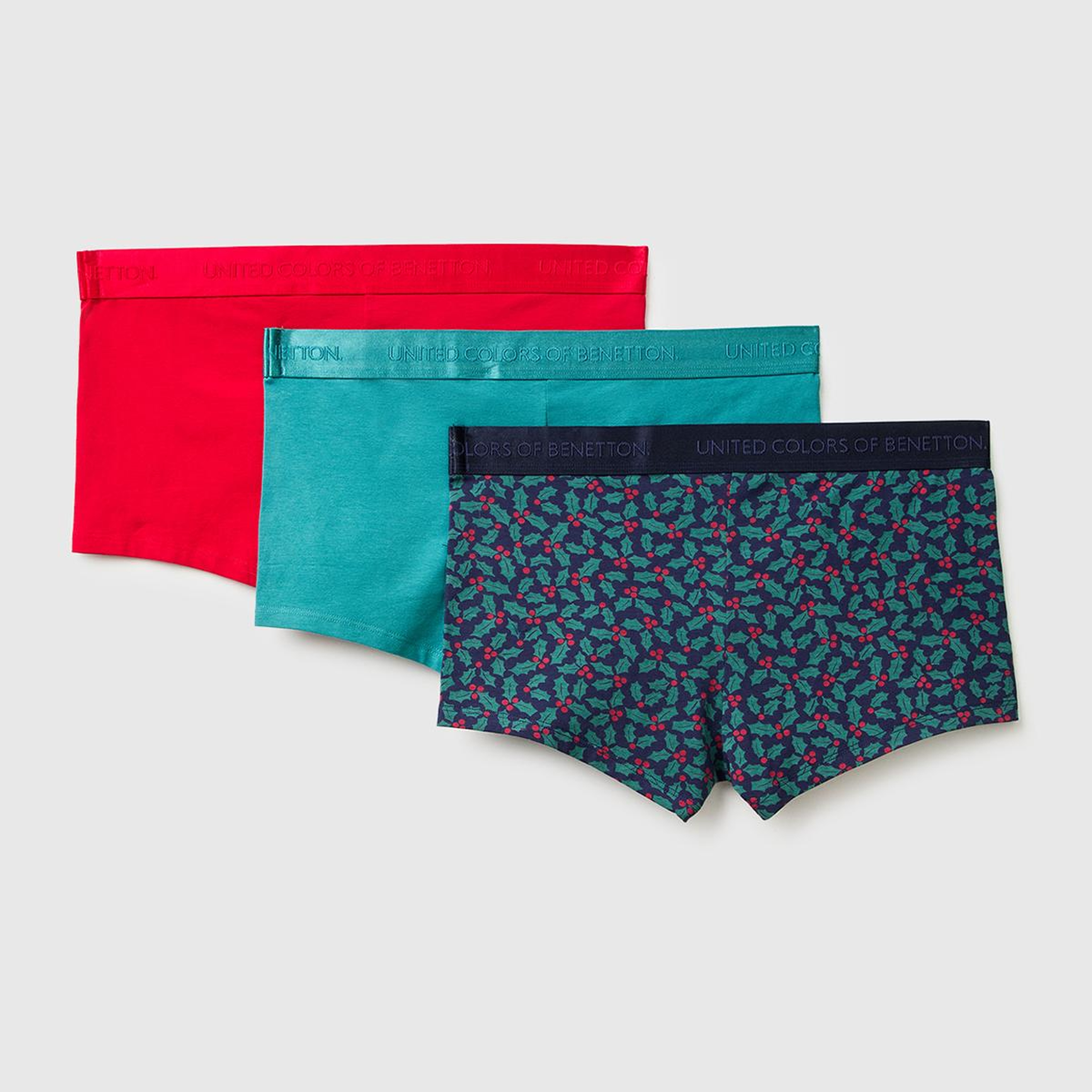 Erkek Yeşil-Kırmızı-Lacivert Pamuklu  3'lü Boxer