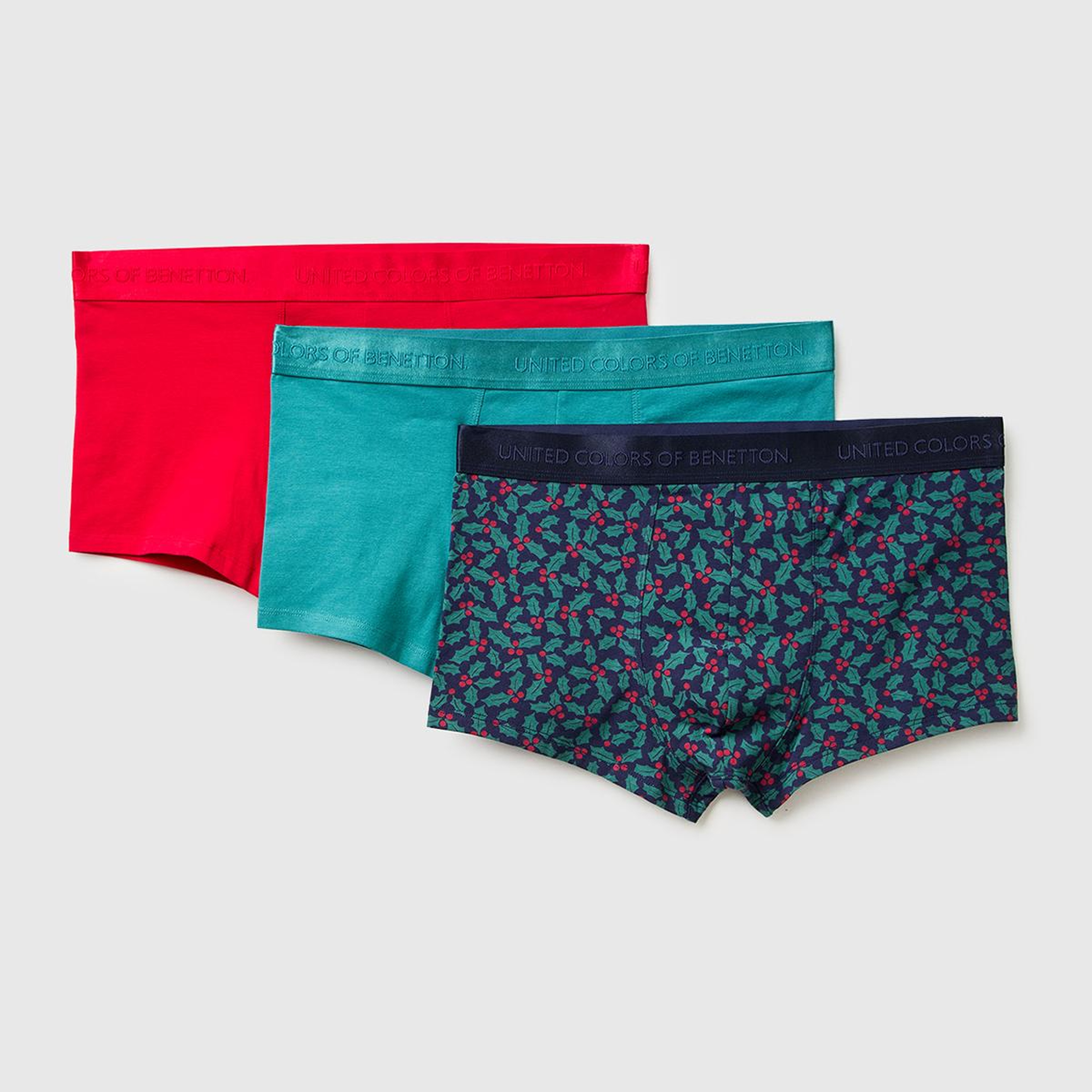 Erkek Yeşil-Kırmızı-Lacivert Pamuklu  3'lü Boxer