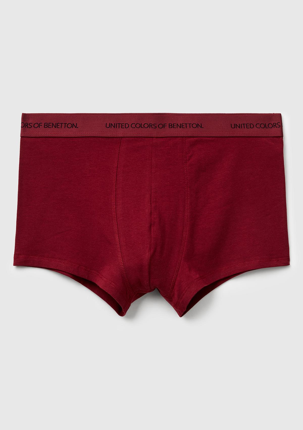 Erkek Bordo Logo Bantlı Boxer