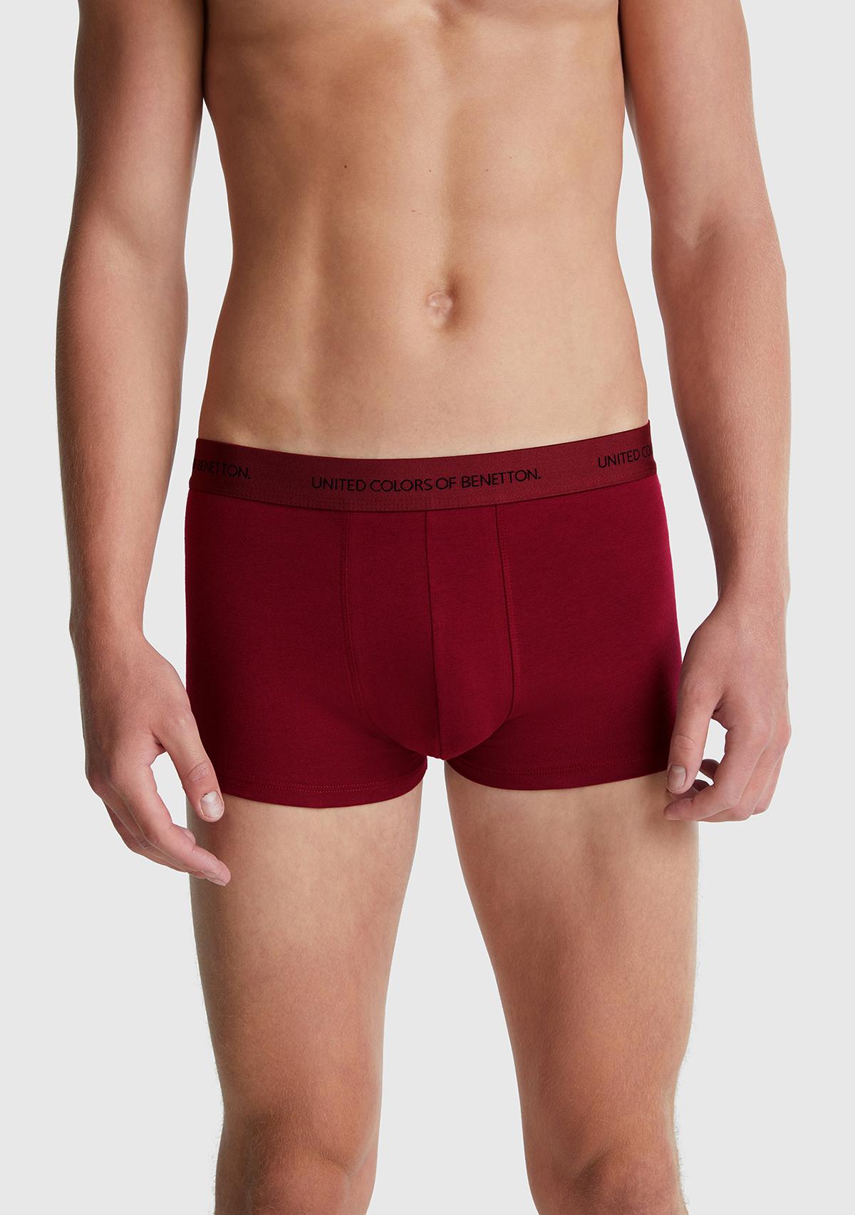 Erkek Bordo Logo Bantlı Boxer