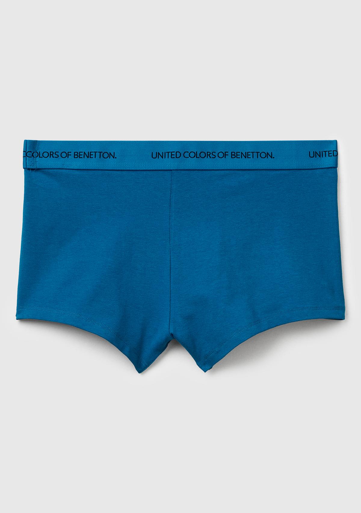 Erkek Mavi Logo Bantlı Boxer