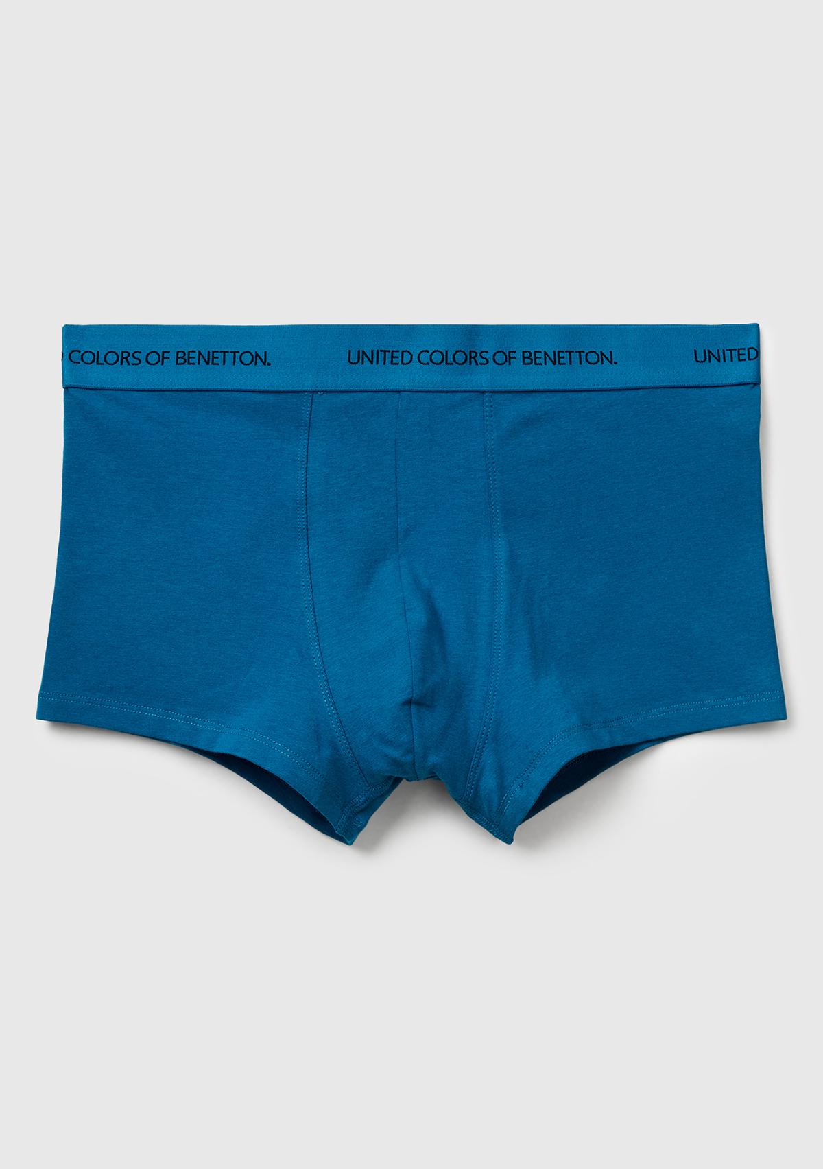 Erkek Mavi Logo Bantlı Boxer