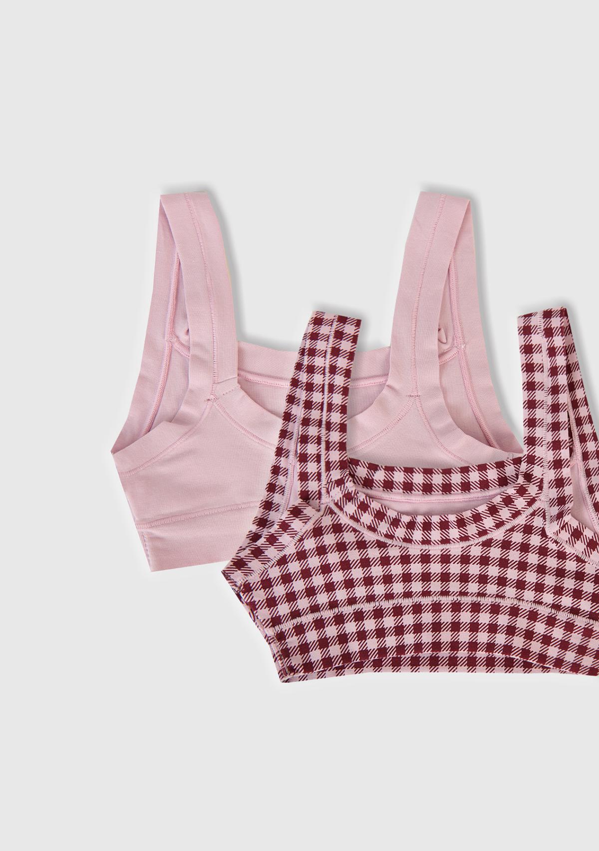 Kız Çocuk Pembe Düz Renk ve Desenli 2'li Bralet Seti