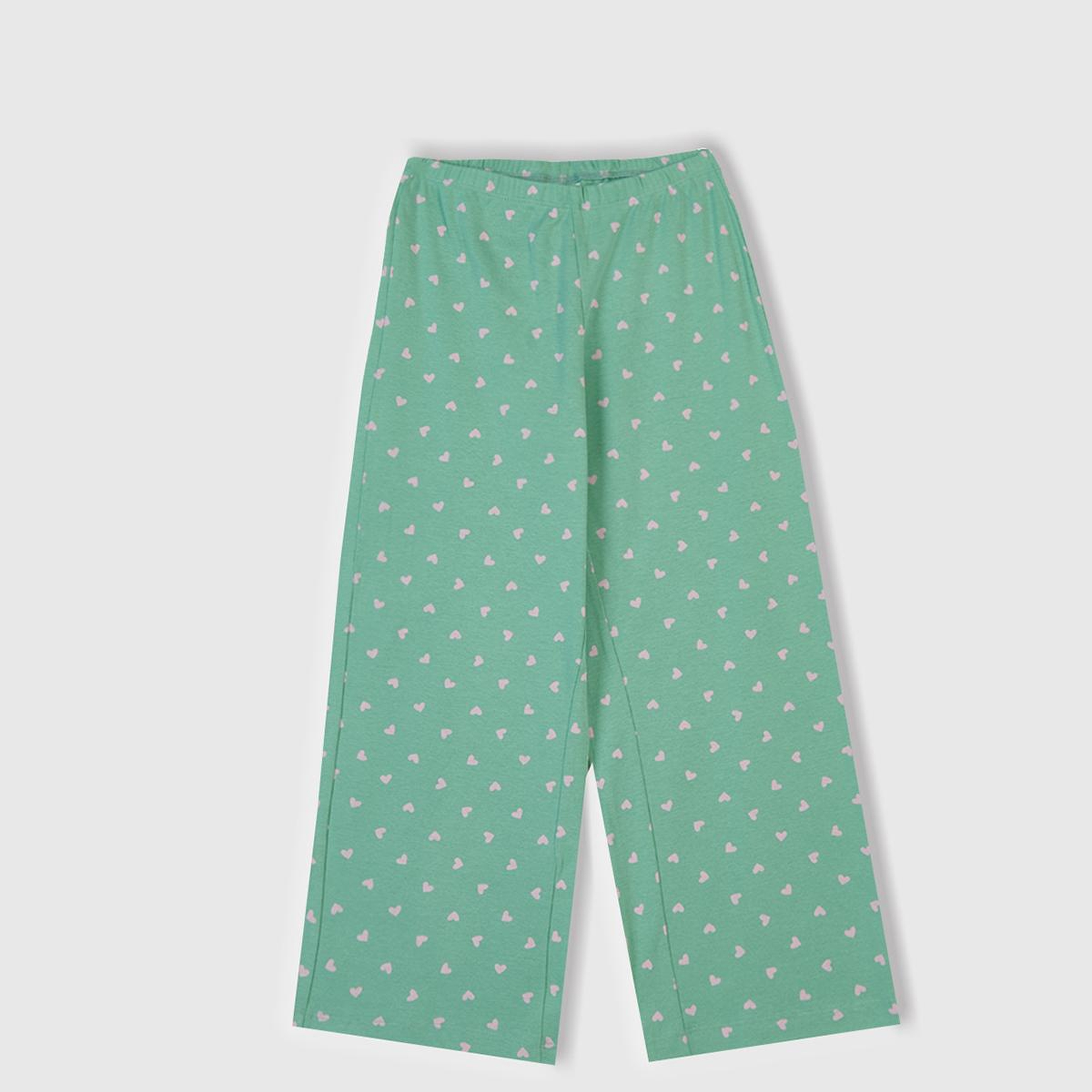 Kız Çocuk Turkuaz Desenli Fırfır Detaylı Pijama Takımı
