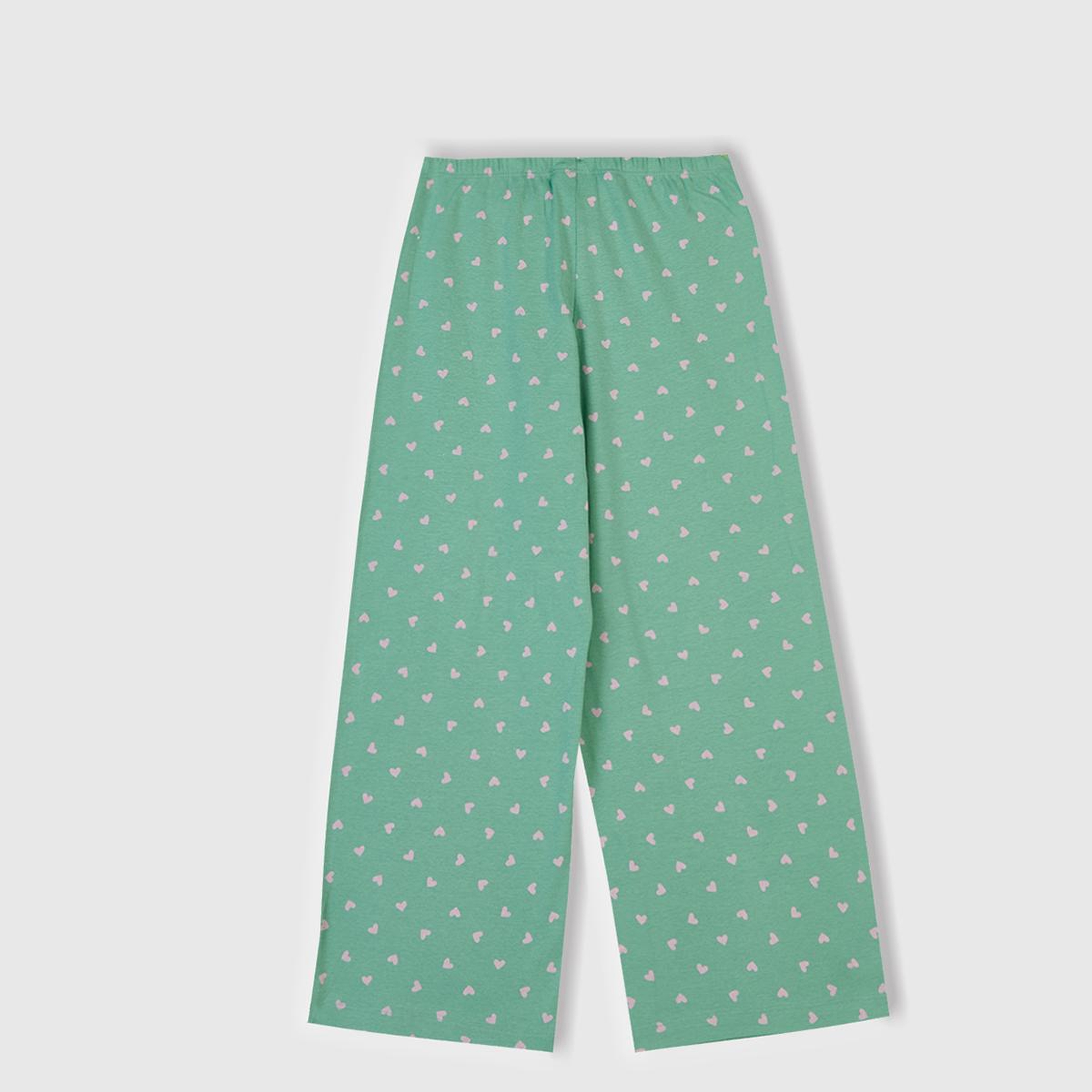 Kız Çocuk Turkuaz Desenli Fırfır Detaylı Pijama Takımı