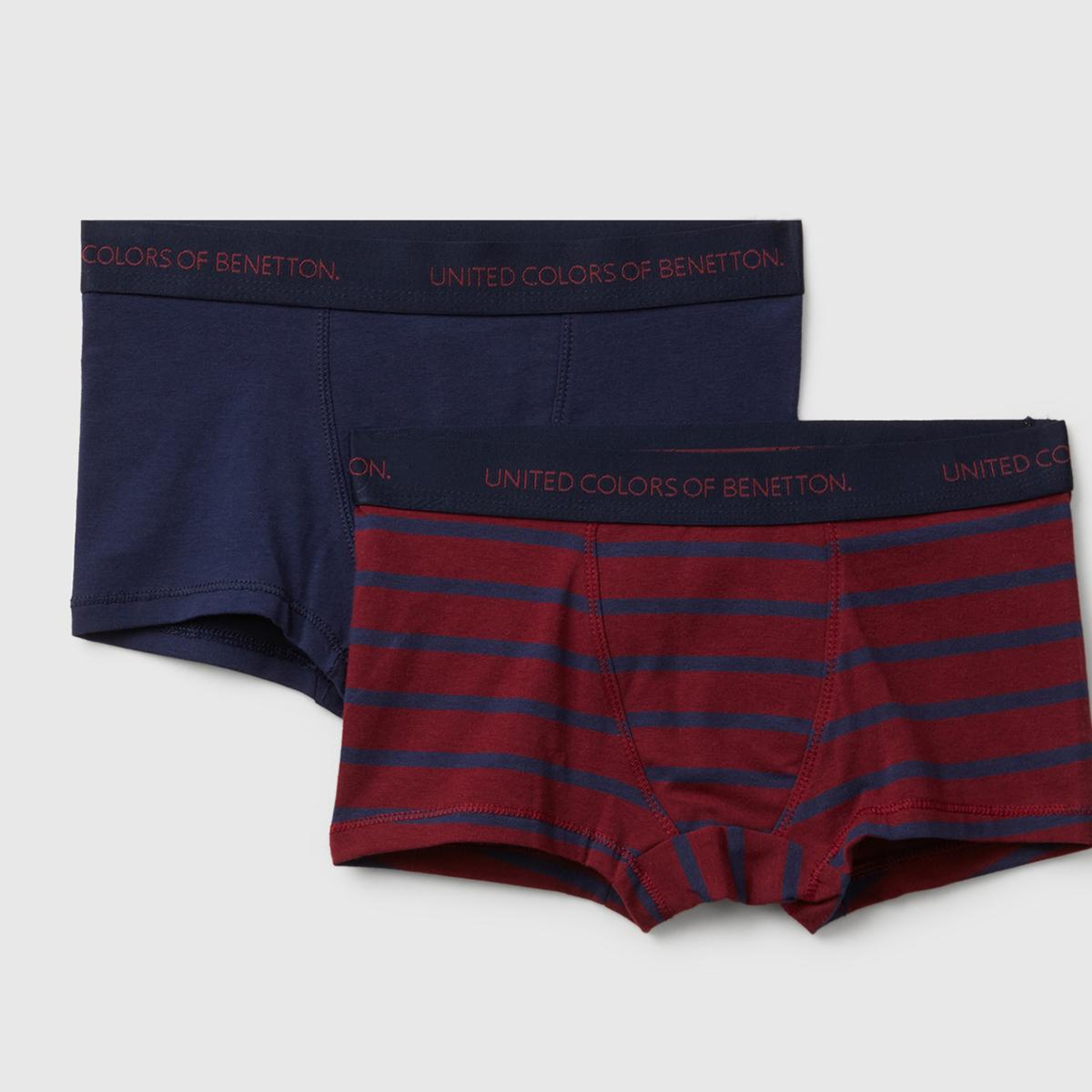 Erkek Çocuk Lacivert-Bordo Bel Bandı Logolu 2'li Boxer Seti