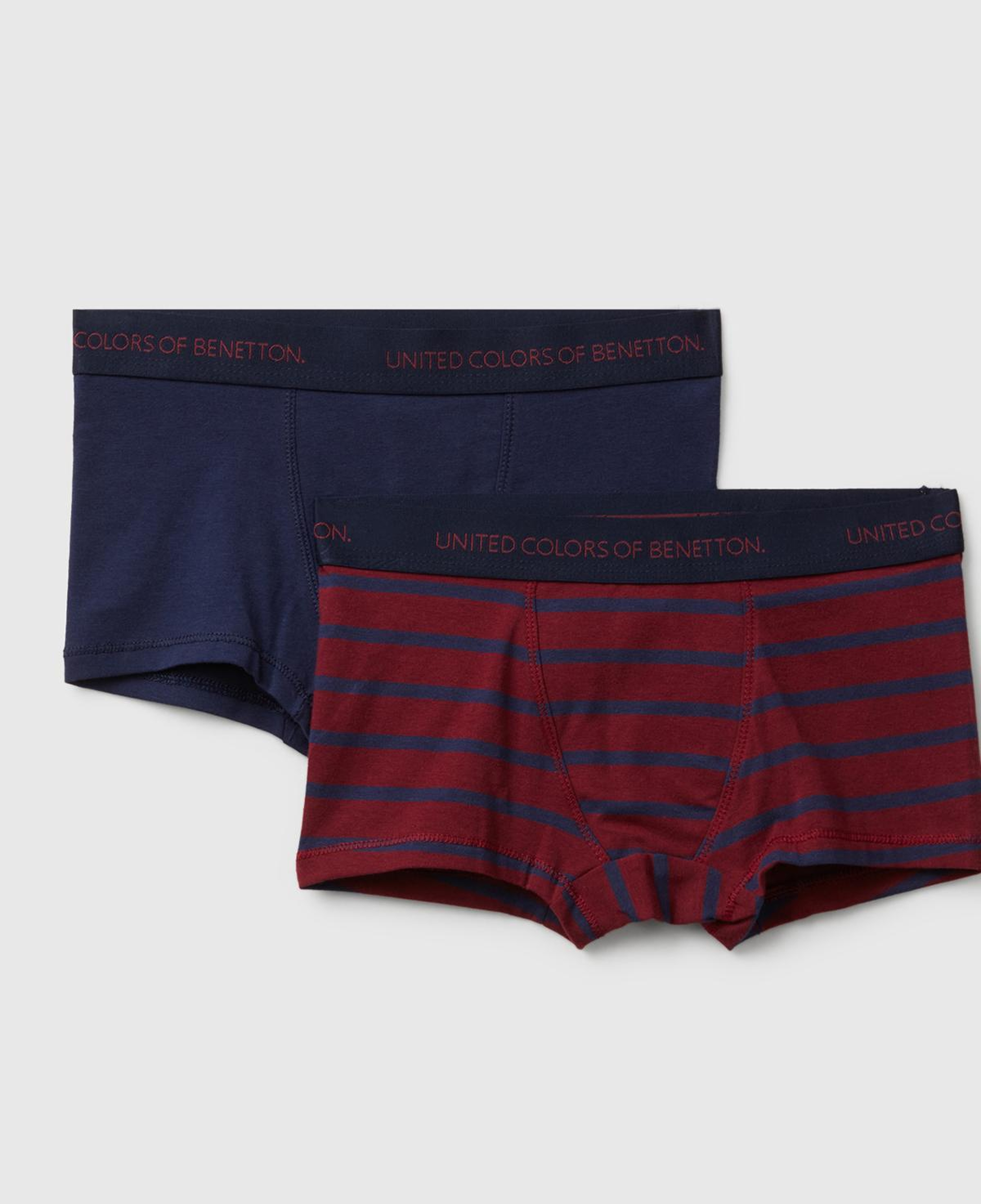 Erkek Çocuk Lacivert-Bordo Bel Bandı Logolu 2'li Boxer Seti