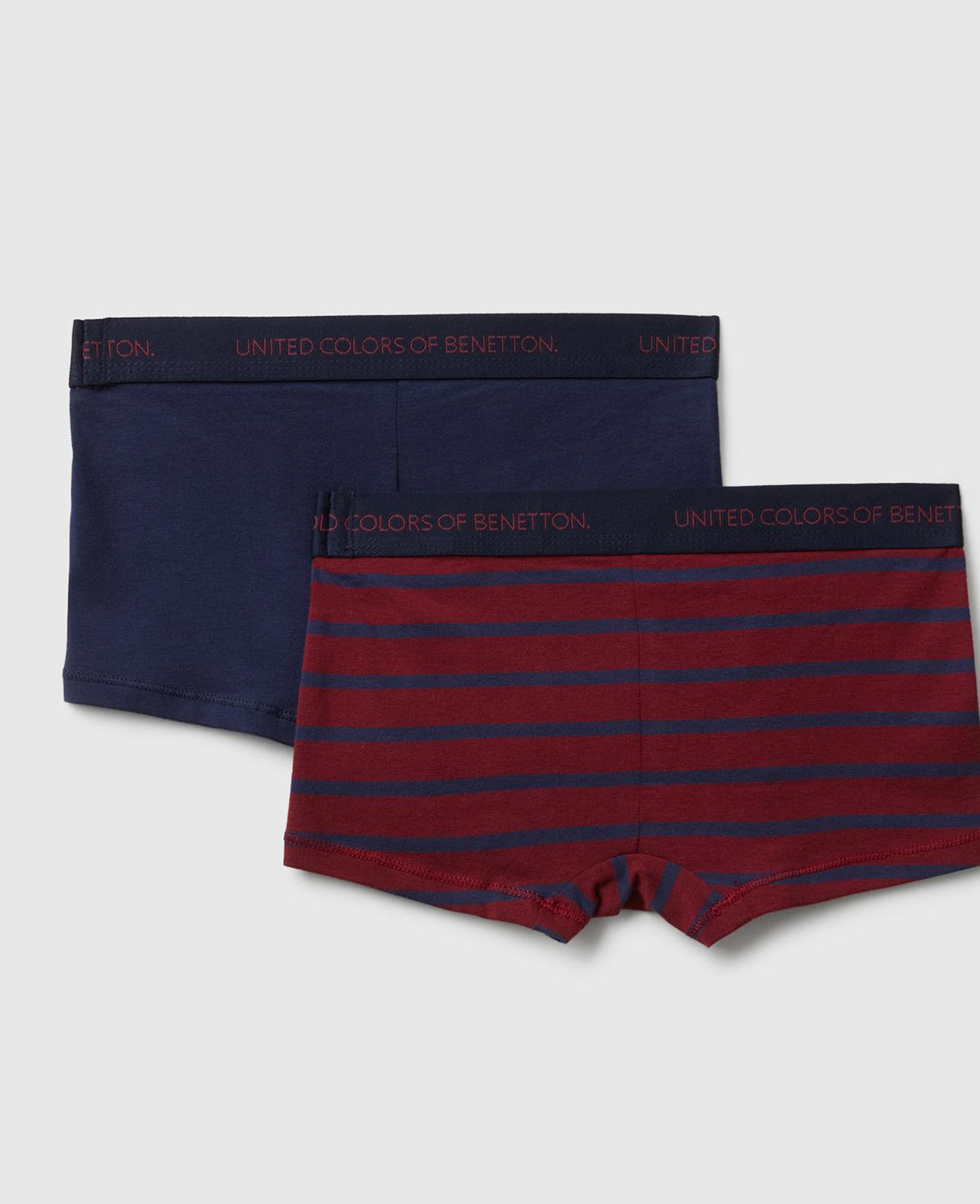 Erkek Çocuk Lacivert-Bordo Bel Bandı Logolu 2'li Boxer Seti