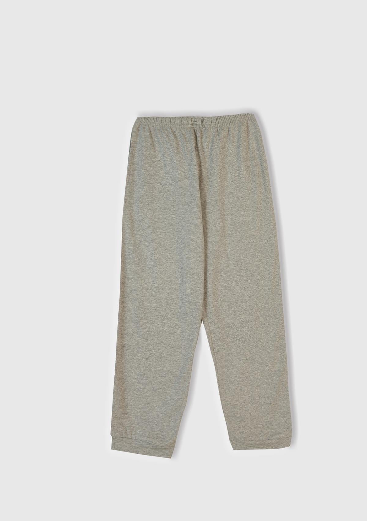 Erkek Çocuk Gri Melanj Üstü Disney Baskılı Altı Paçası Lastikli Pijama Takımı