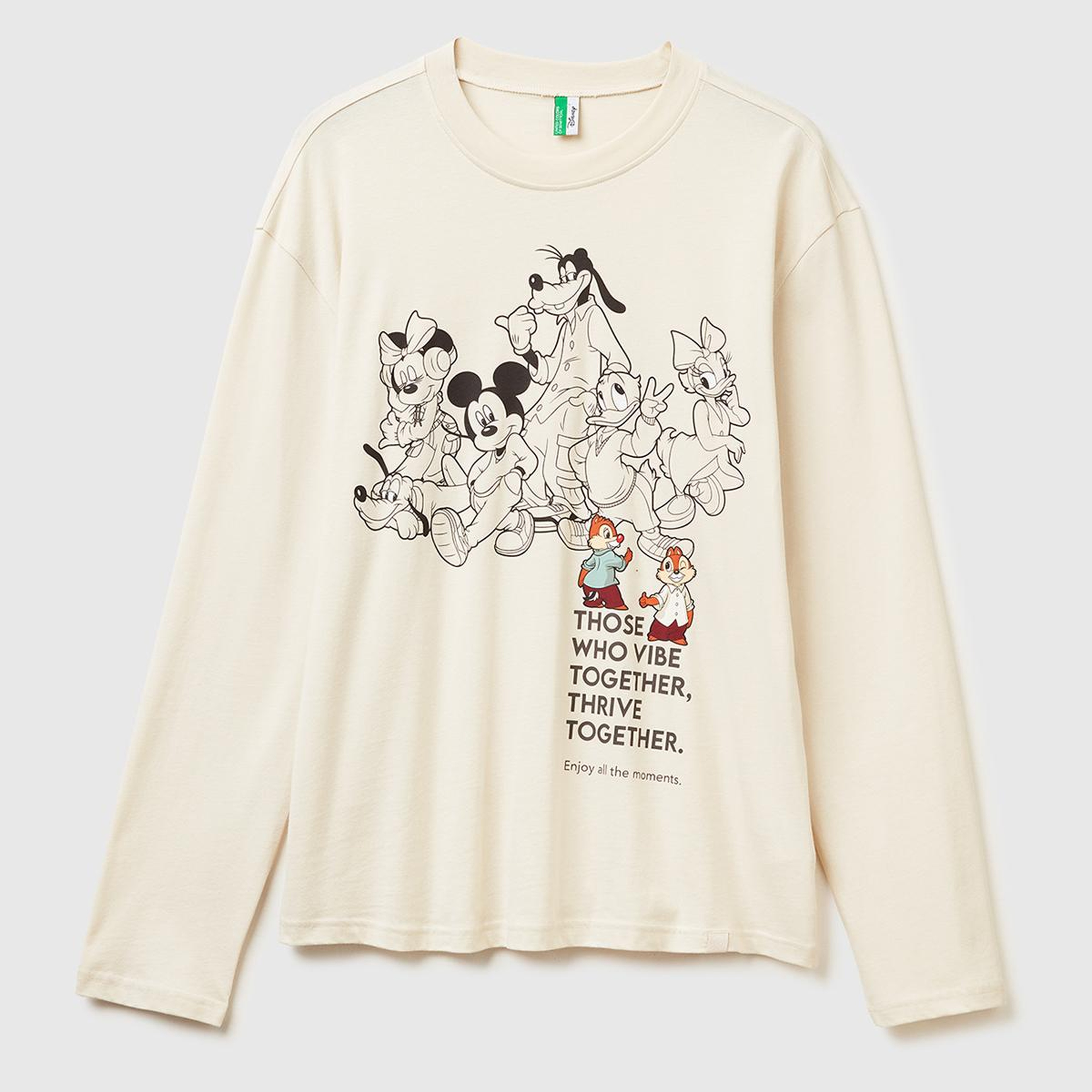 Erkek Krem %100 Koton Disney Baskılı Uzun Kollu Pijama Üstü