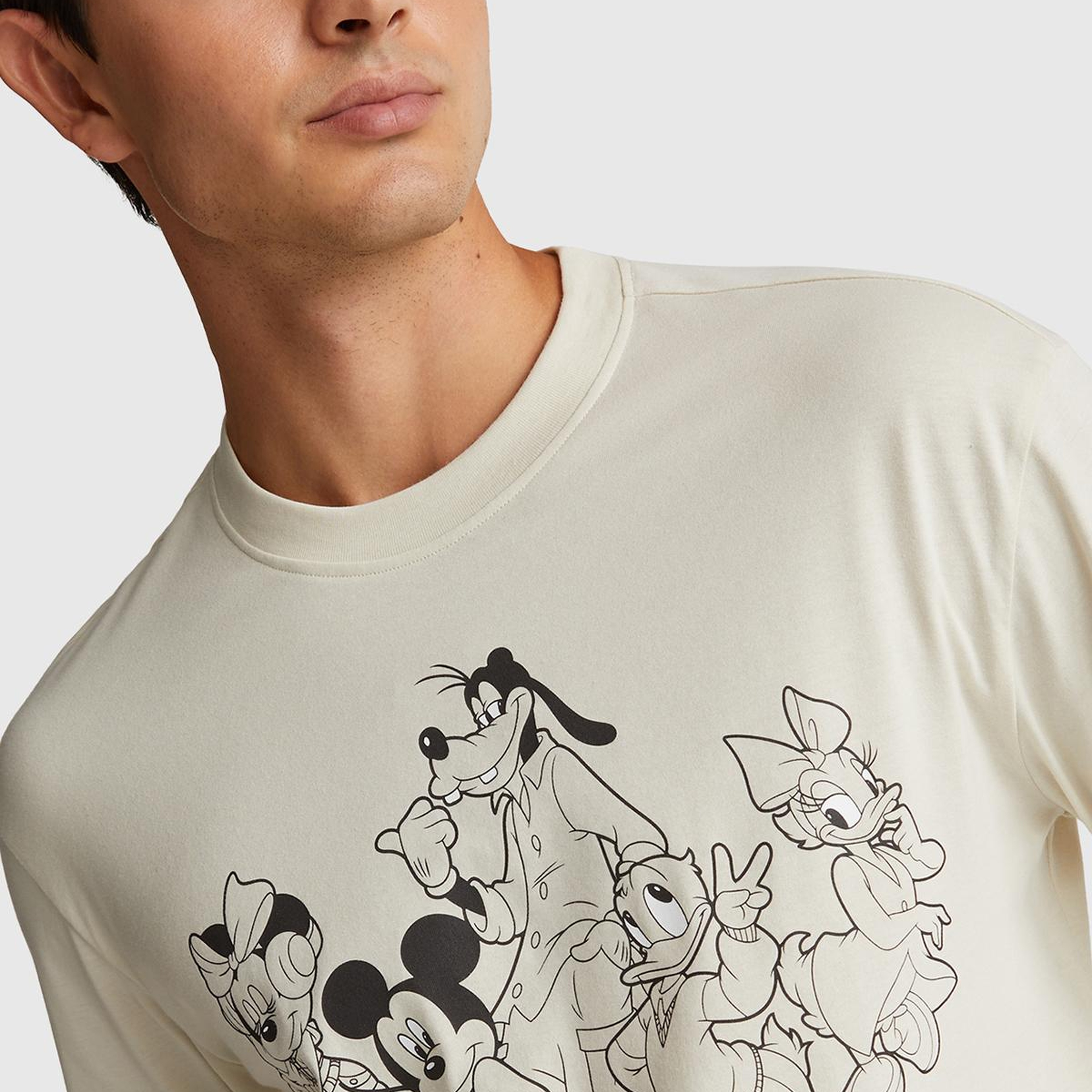 Erkek Krem %100 Koton Disney Baskılı Uzun Kollu Pijama Üstü