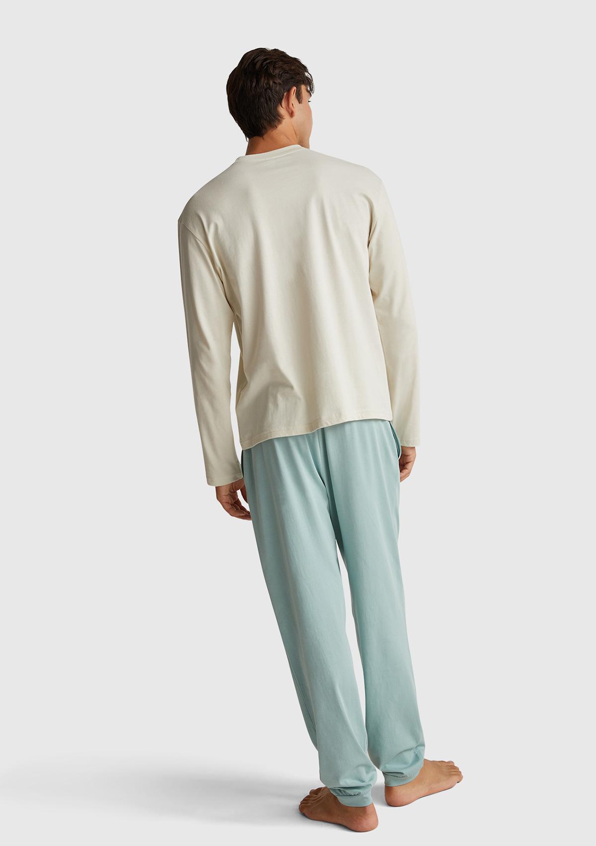 Erkek Krem %100 Koton Disney Baskılı Uzun Kollu Pijama Üstü